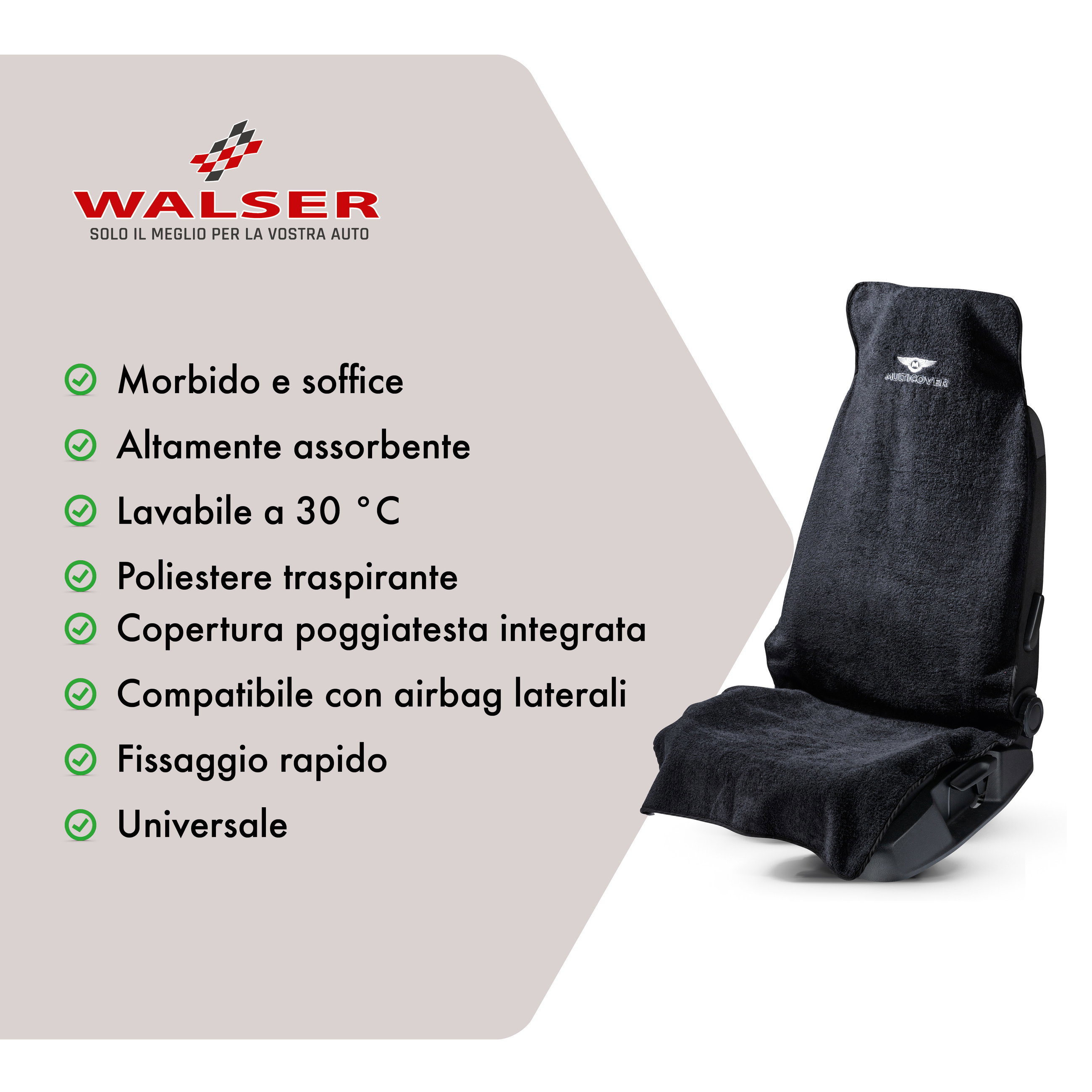 Coprisedili Multicover nero, 1 pezzo