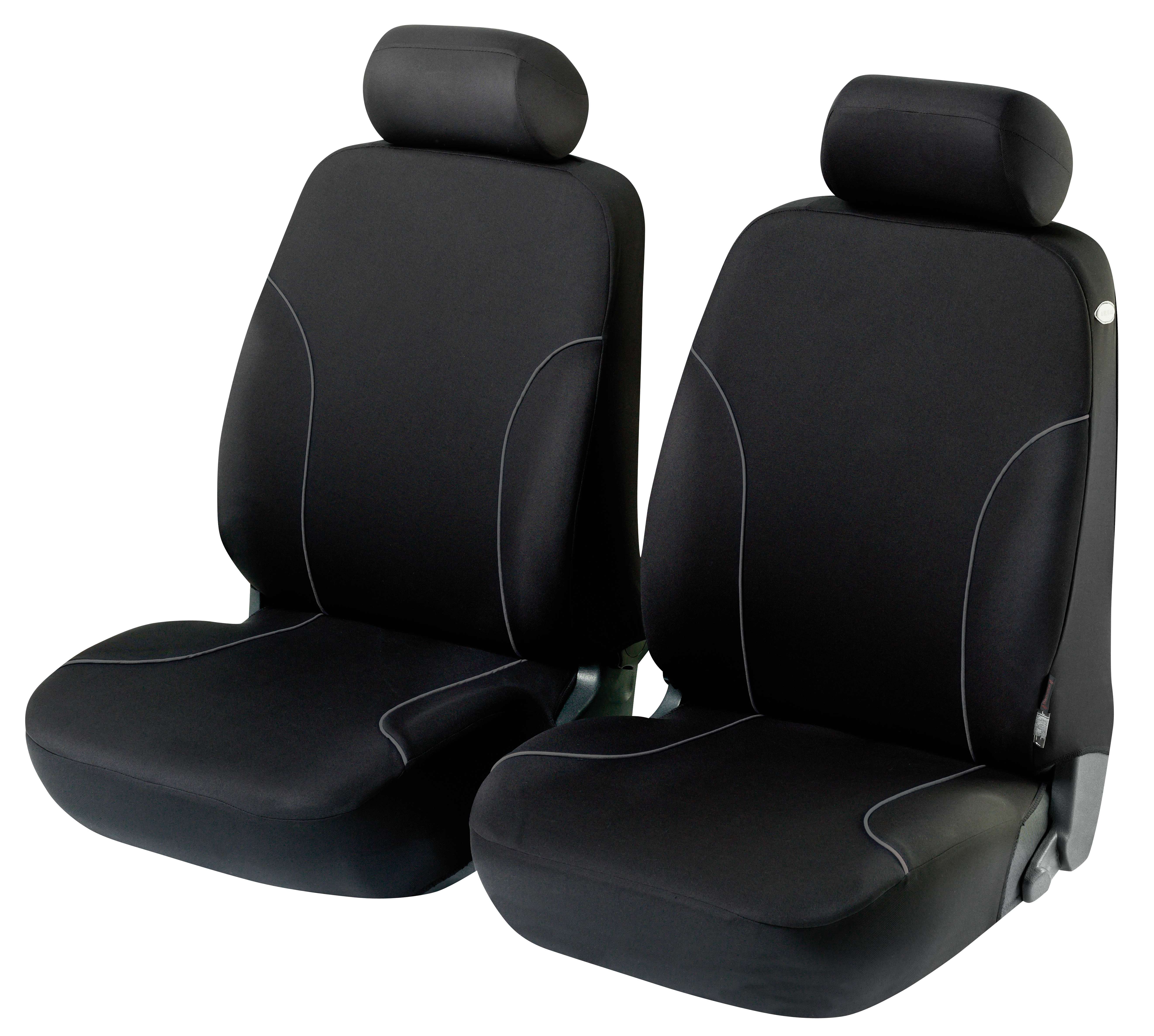 WALSER Premium Autostoelbekleding Avignon met Zipper, ZIPP-IT Autostoelhoes set, 2 stoelbeschermer voor voorstoel, 1 stoelbeschermer voor achterbank zwart/silber 11872