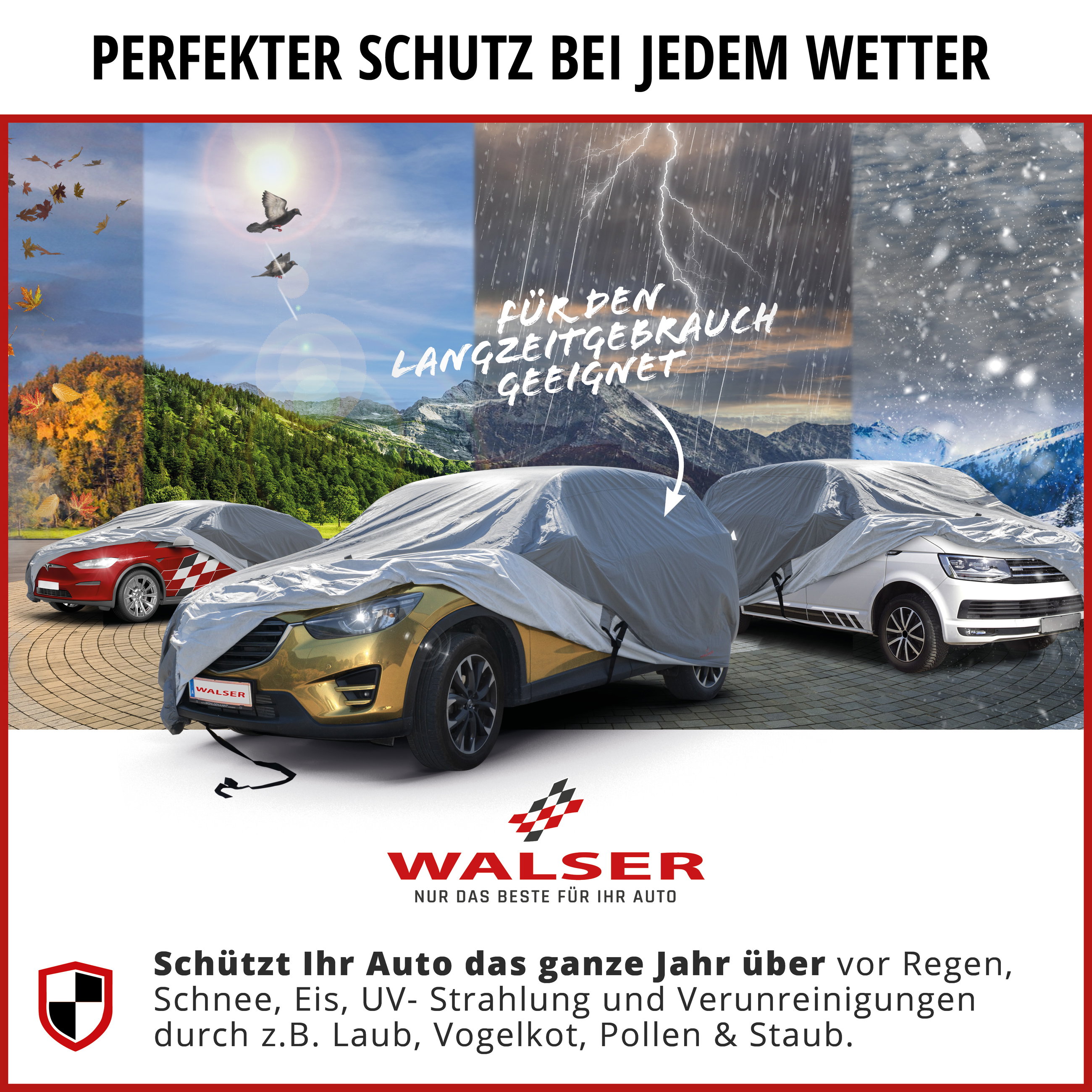 Abdeckplane Auto All Weather Plus, Premium Autoplane Vollgarage Größe 1 PKW, Autoabdeckung grau