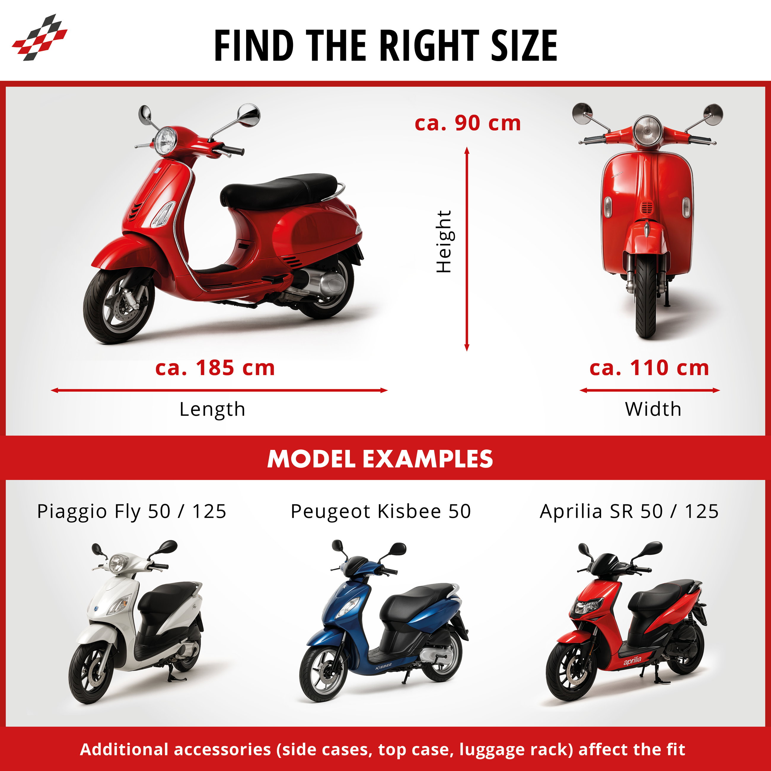 Premium motorcykelovertræk S, Vespa-overtræk af robust PVC, motorcykelgarage vandtæt - 185x90x110 cm grå