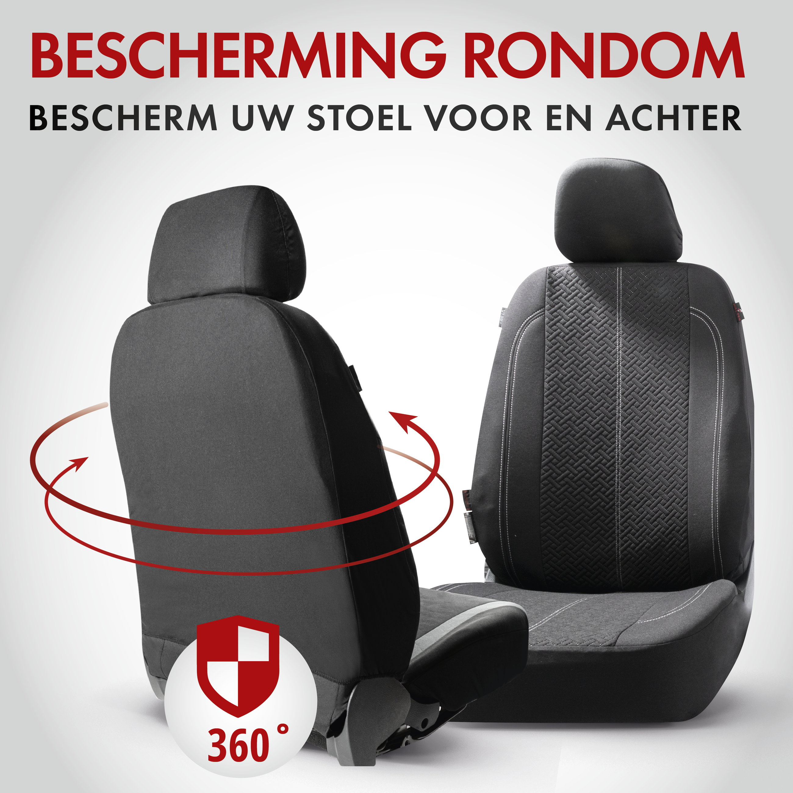 Autostoelbekleding Tratto met Zipper ZIPP-IT, Autostoelhoes set, 2 stoelbeschermer voor voorstoel, 1 stoelbeschermer voor achterbank zwart