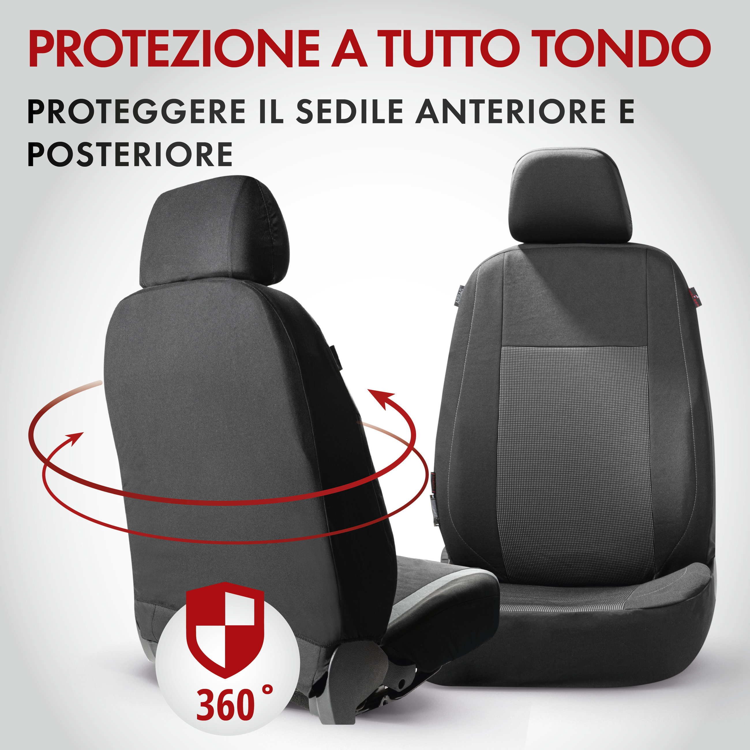 ZIPP IT Premium Coprisedili Ardwell per due sedili anteriori con sistema di chiusura lampo nero/grigio