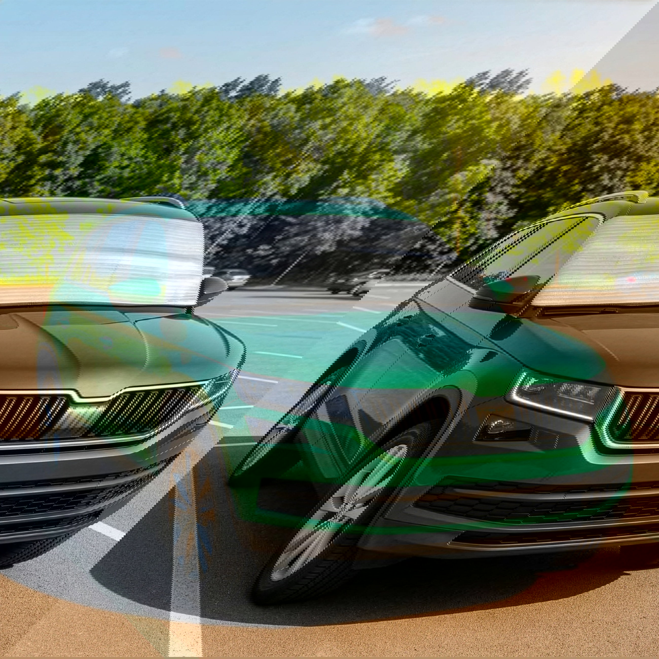 SUV, Grün, Auto, Windschutzscheibe Abdeckung, Frontalgrill