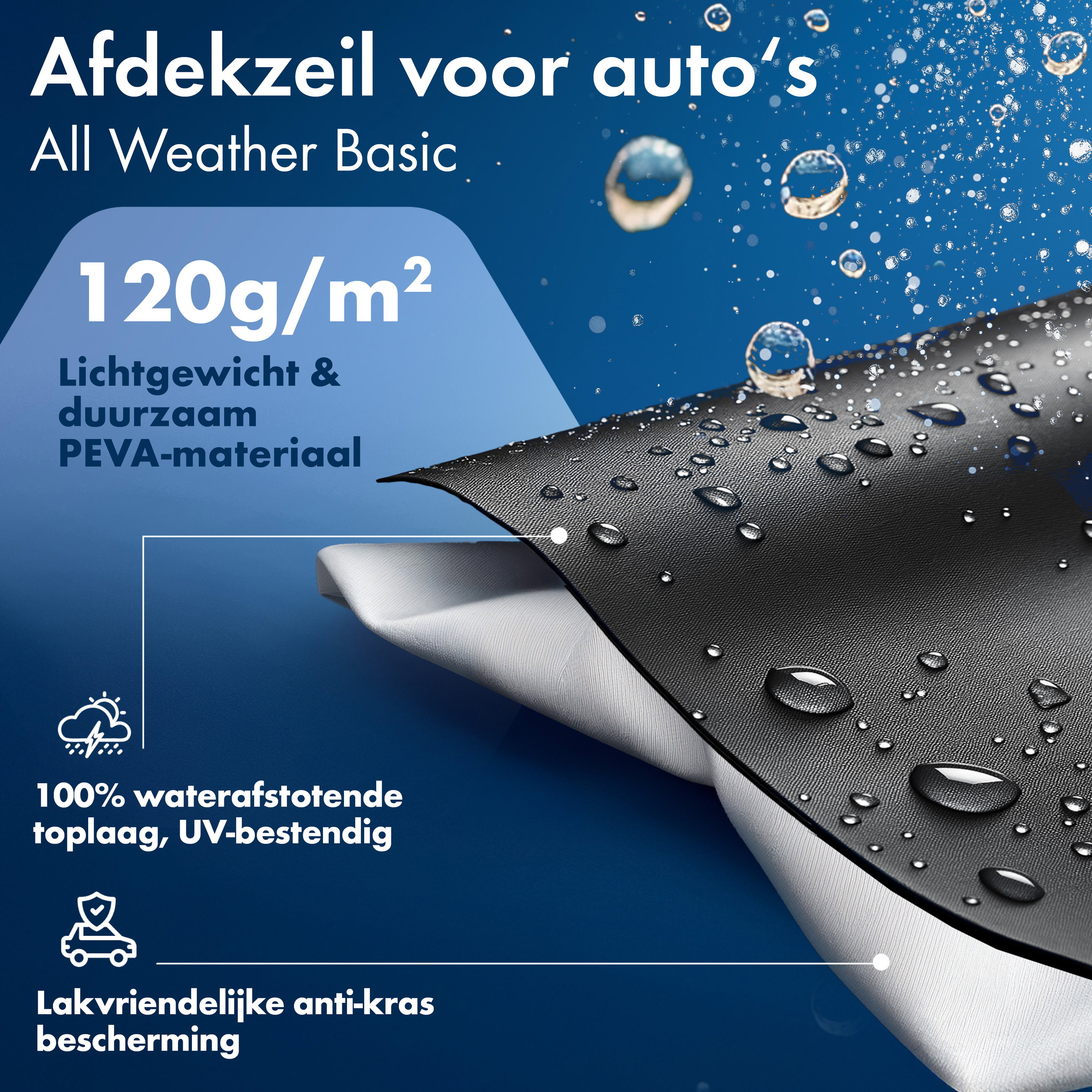 Dekzeil voor auto All Weather, autozeil volledige garage Maat 2 Auto zwart