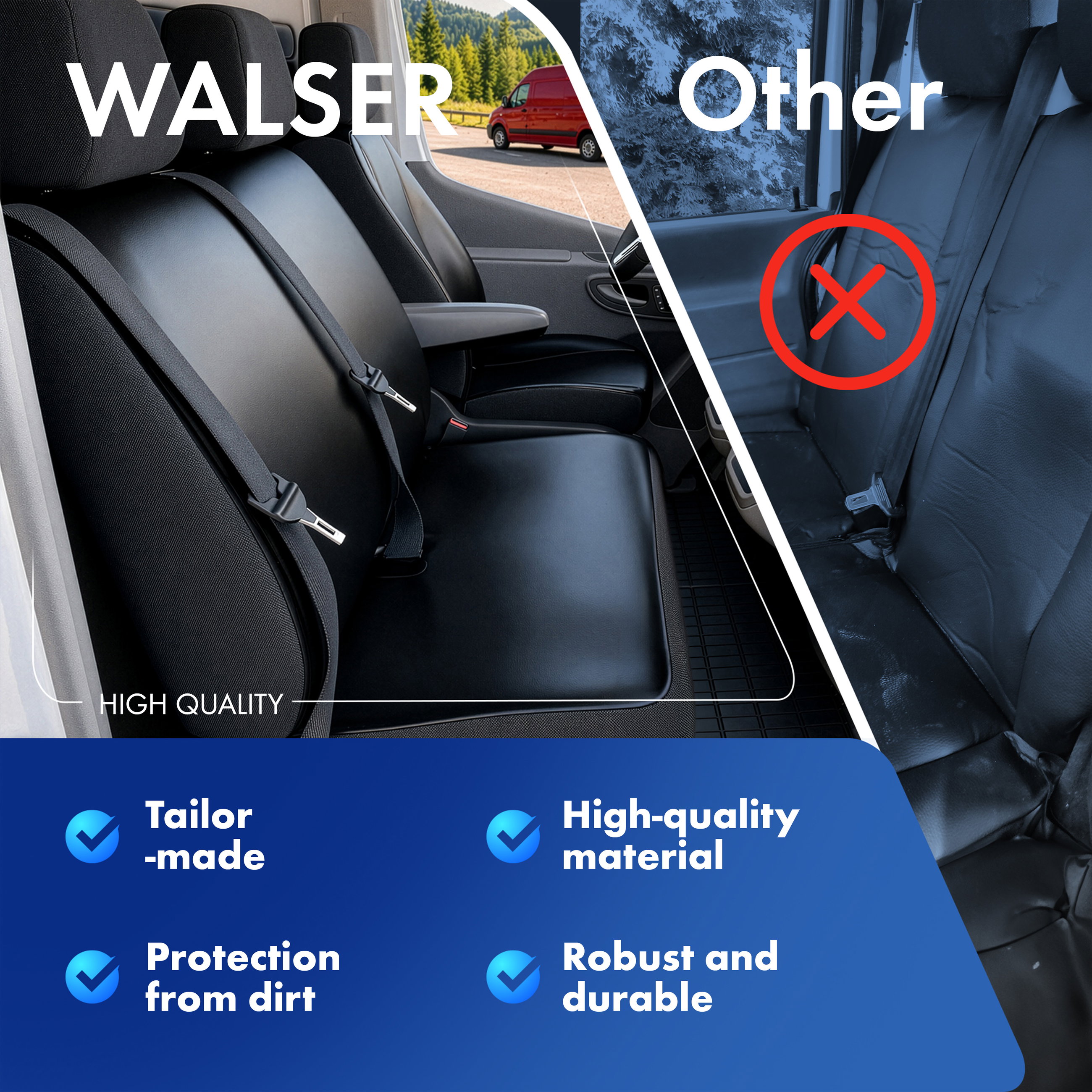 Seat cover made of imitation leather for Renault Kangoo Type W, 2 single seat covers front