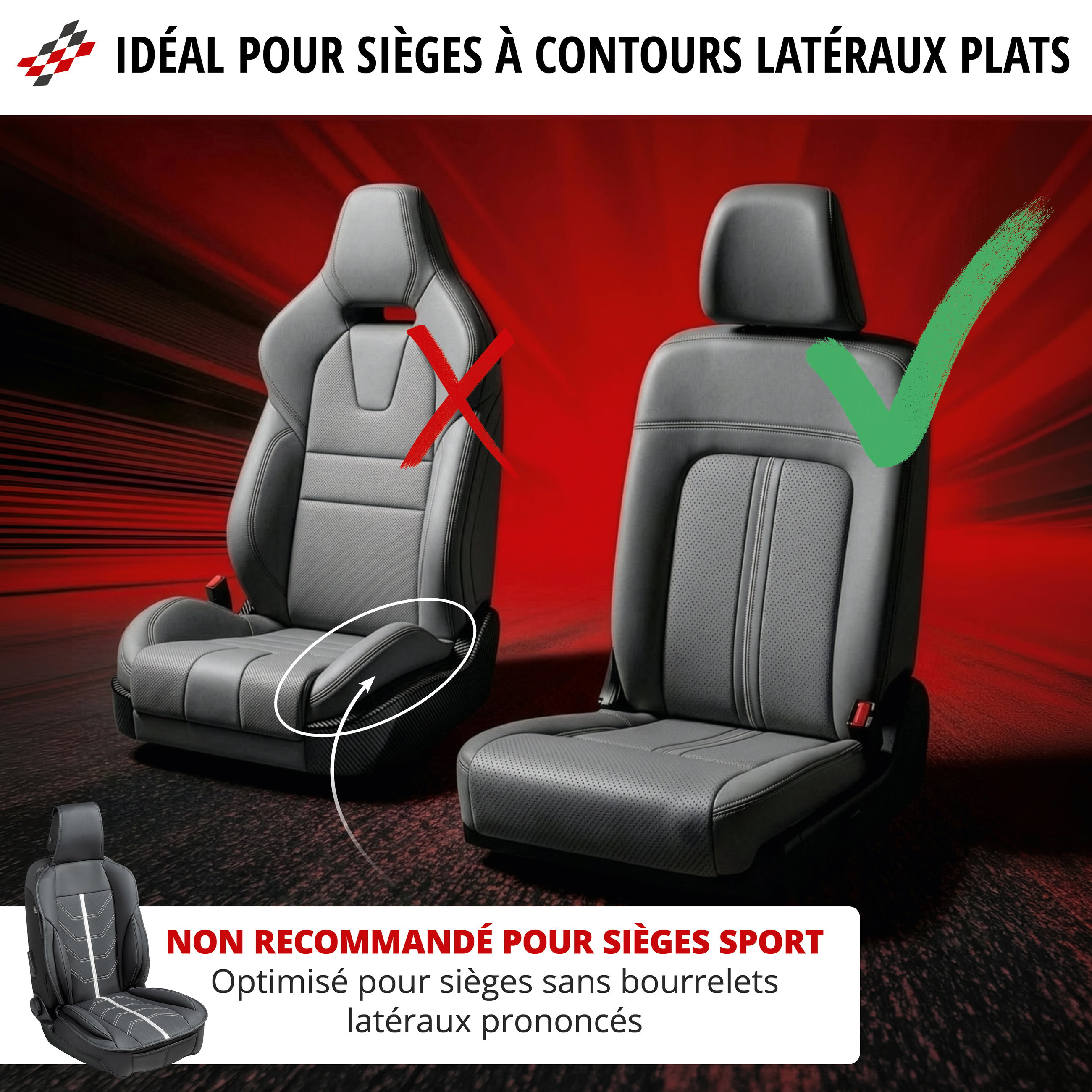 Housse de siège Kimi noir/bleu, 1 pièce