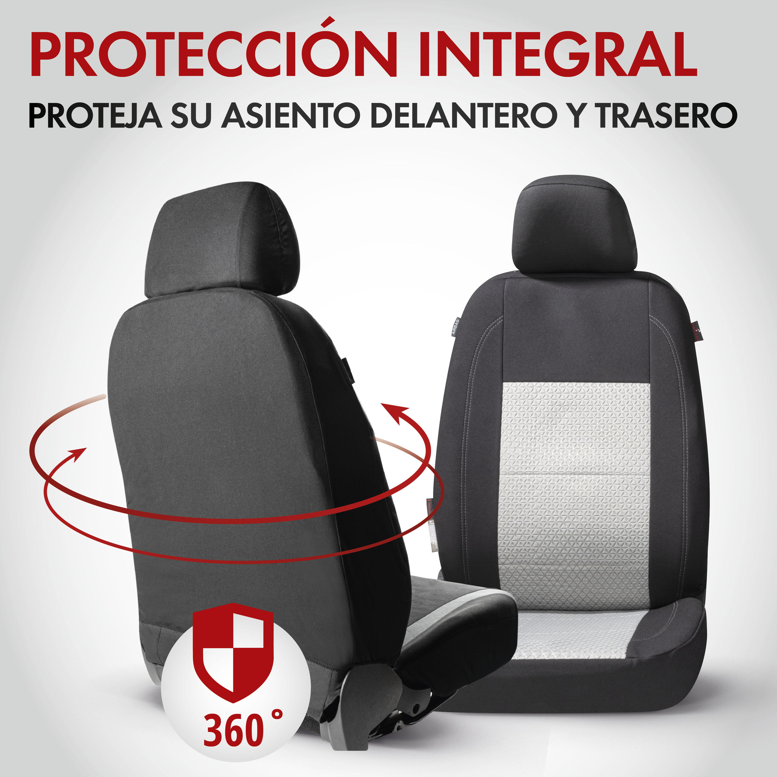 Funda de asiento ZIPP-IT Premium Avignon, fundas protectoras de coche juego completo con sistema de cremallera negro/plateado