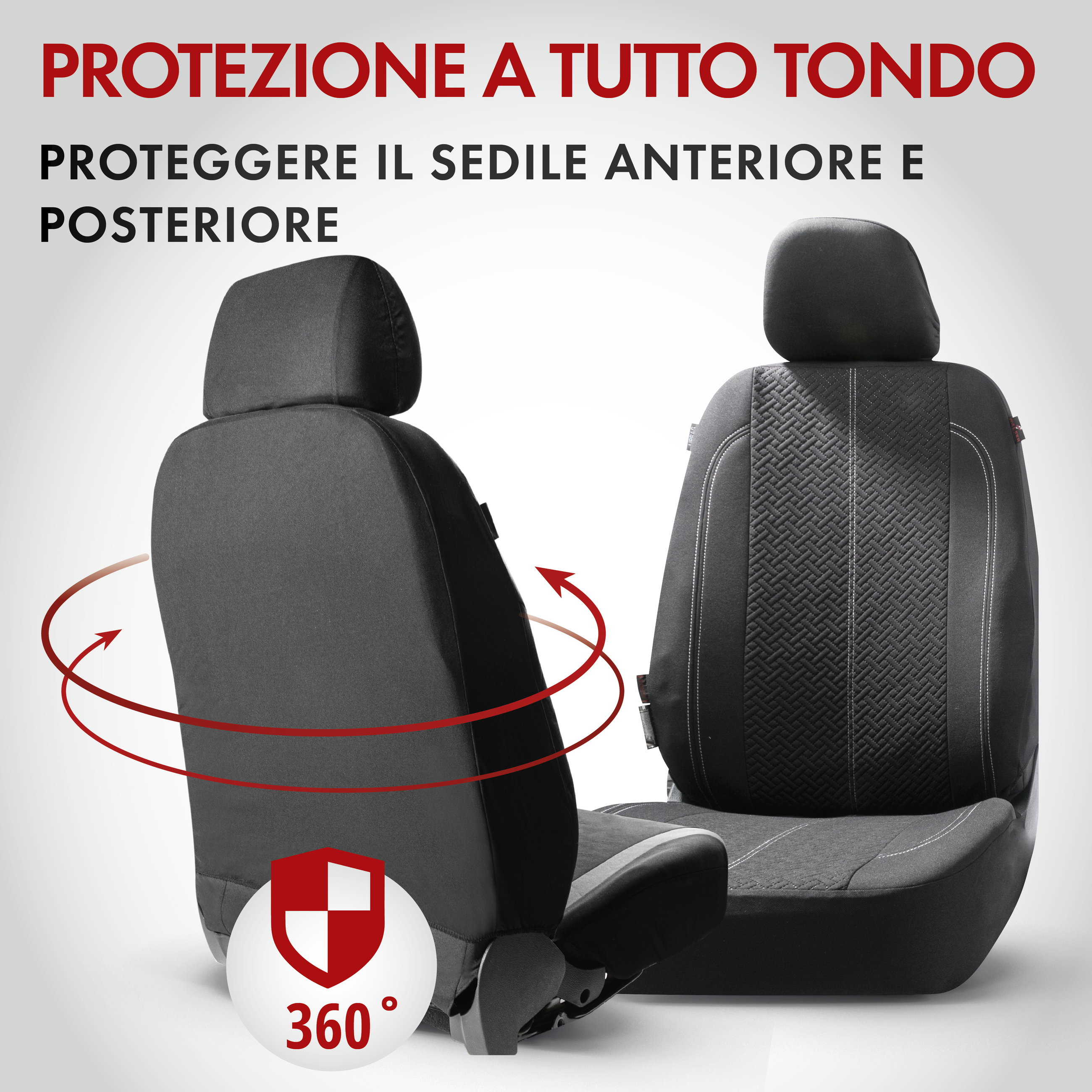 ZIPP IT Coprisedili Tratto set completo con sistema di chiusura lampo nero