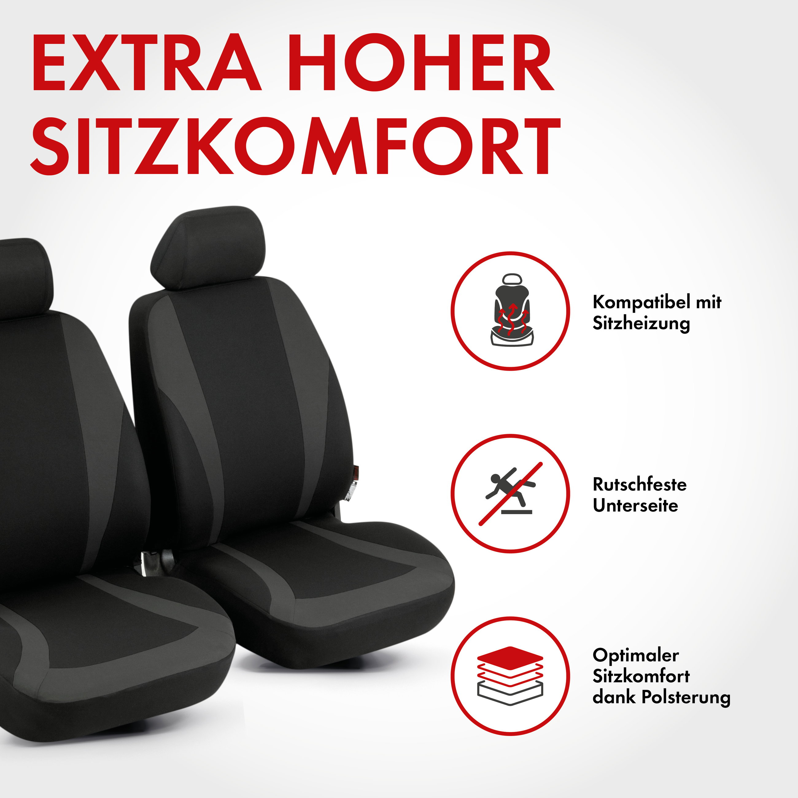 Autositzbezug Mendoza, PKW-Schonbezüge für 2 Vordersitze anthrazit/grau