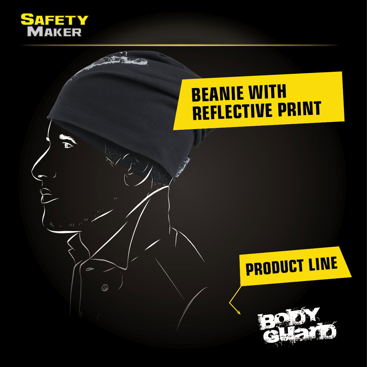 bonnet réversible, casquette, casquette de sport réfléchissante noir-argent