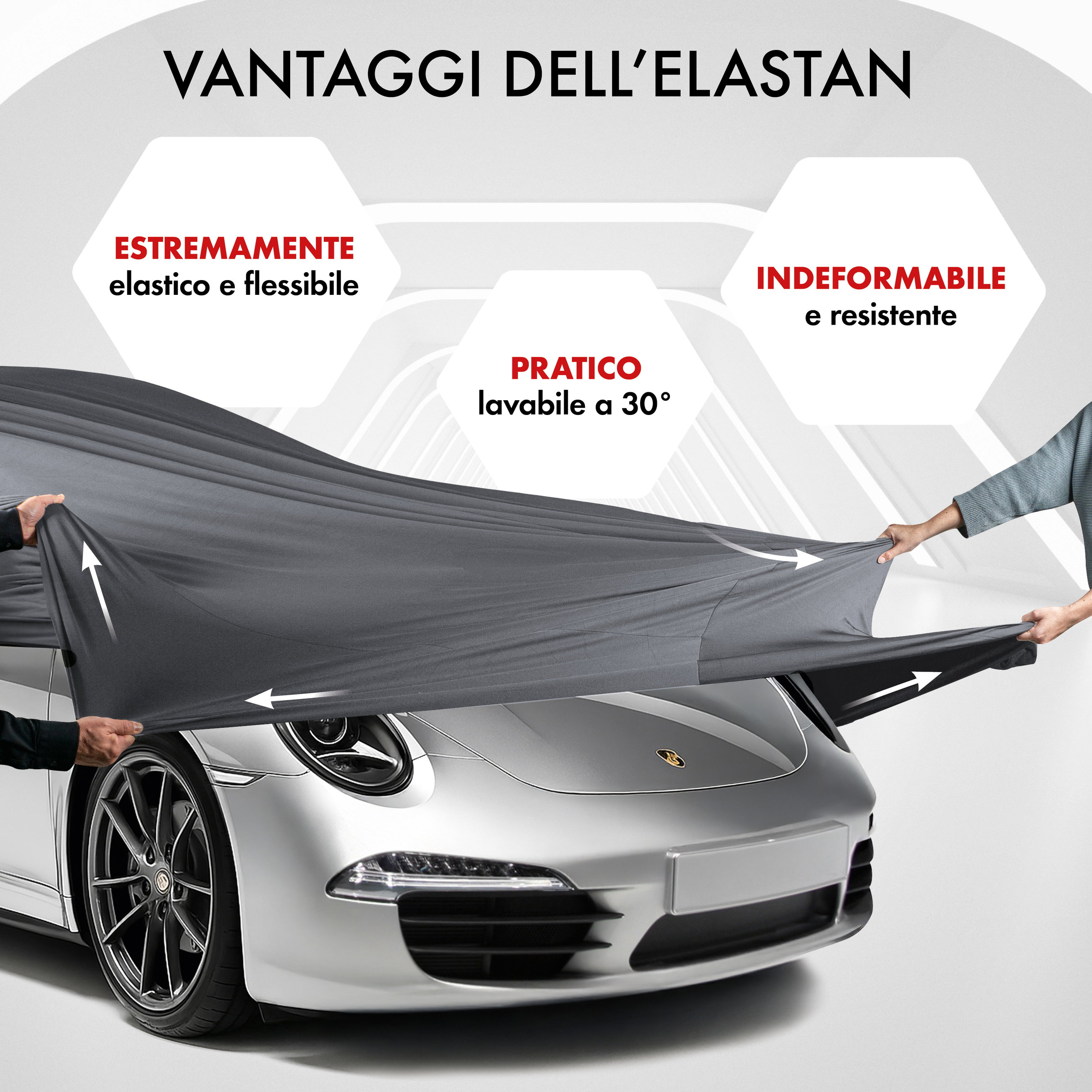 Premium Telo Copriauto da interno Indoor Stretch Plus, Copertura protettiva per uso interno Misura 2 Auto antracite