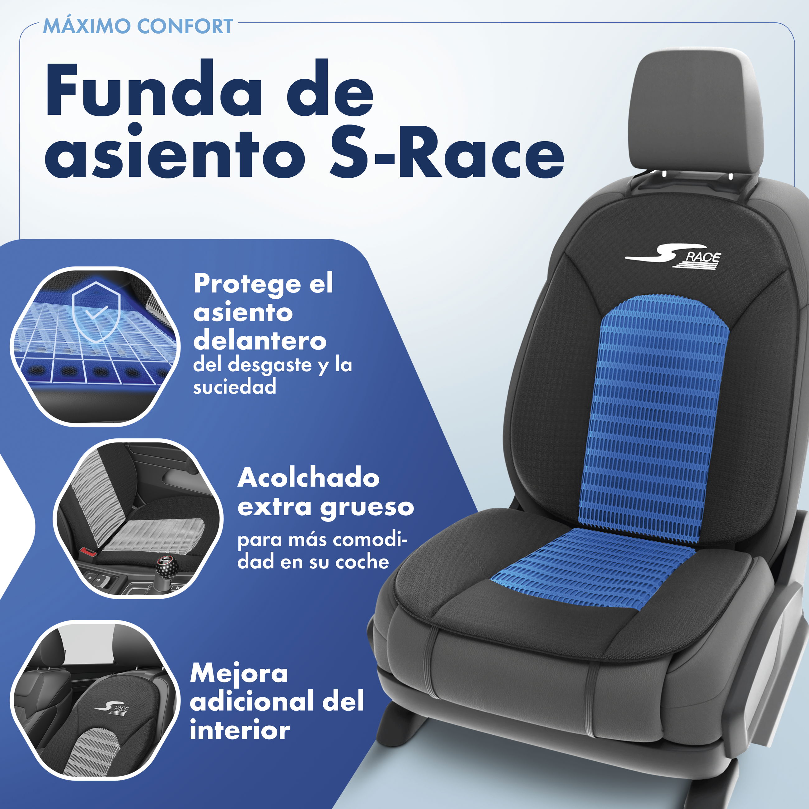 Kissen, Dekoration für Zuhause, Stuhl, Mobiliar, Auto, Kissen, Dekoration für Zuhause, Stuhl, Mobiliar, car seat, Sitzauflage, blauer Einschnitt, grauer Sitz, Kopfstütze