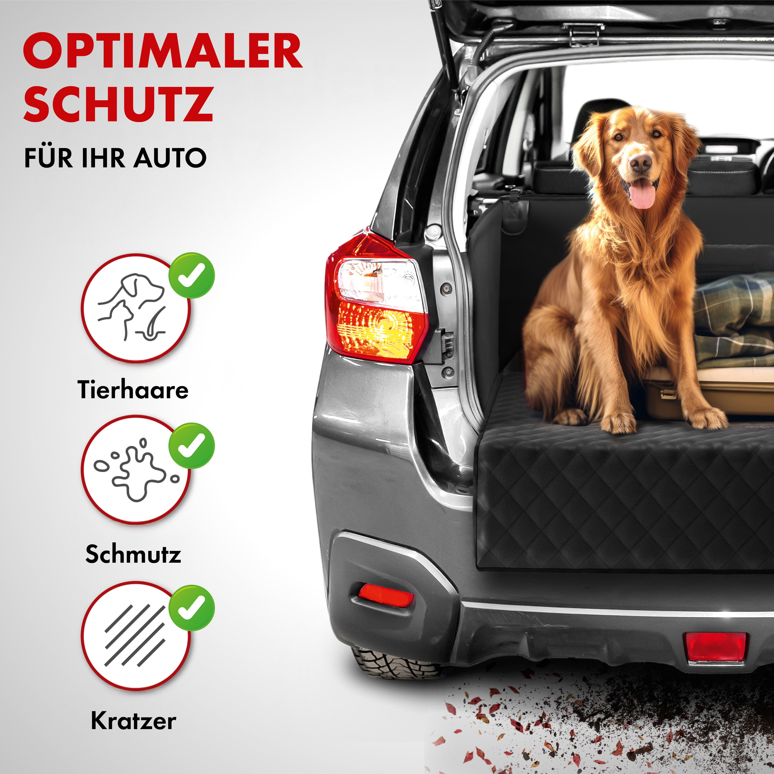 Kofferraumdecke Bello, Auto-Hundedecke, 3in1 Kofferraummatte mit Ladekantenschutz und Organizer schwarz