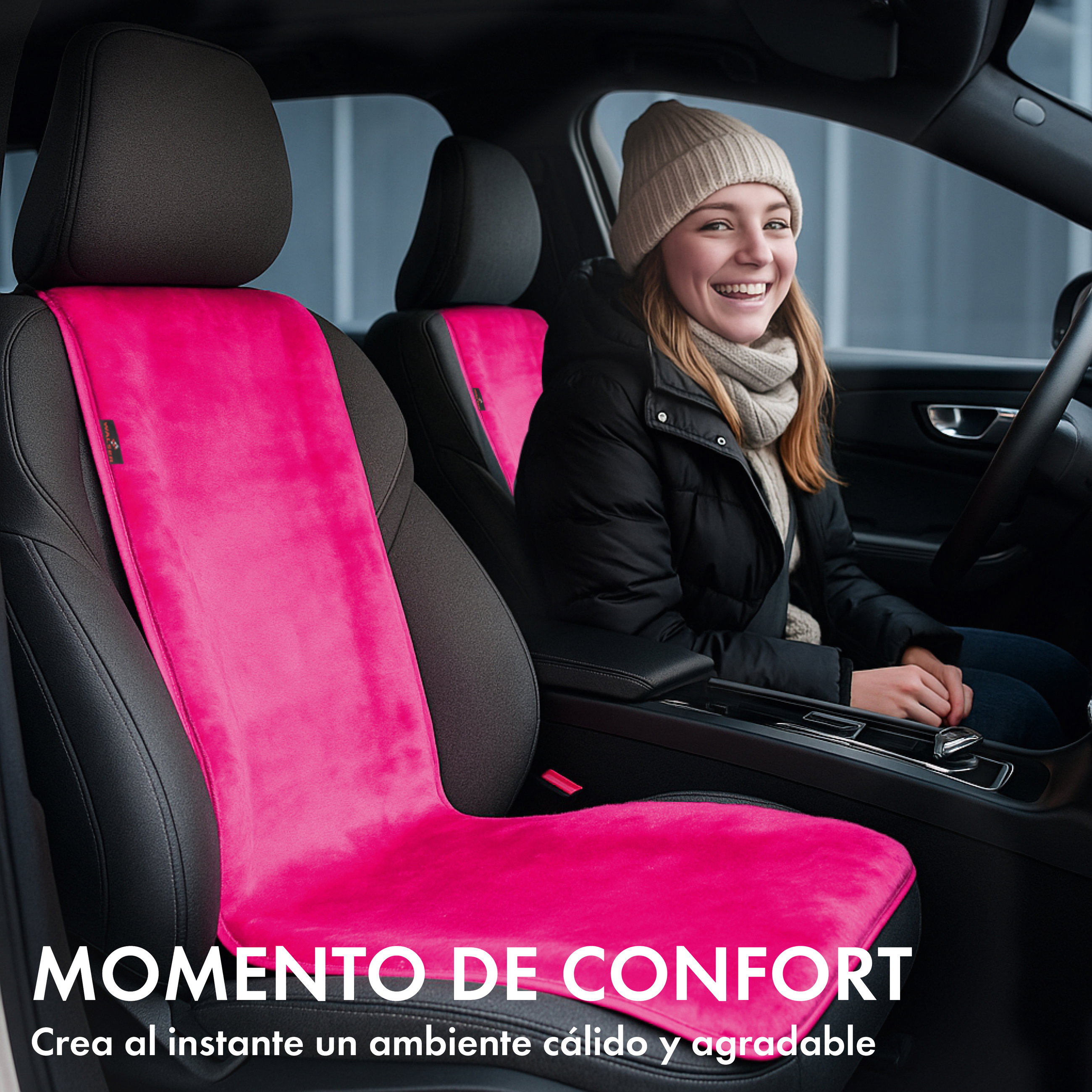 Erwachsener, Weiblich, Person, Frau, Kissen, Sitzbezug, Sitzauflage, Autositzeinlage, Fellbezug, Pink