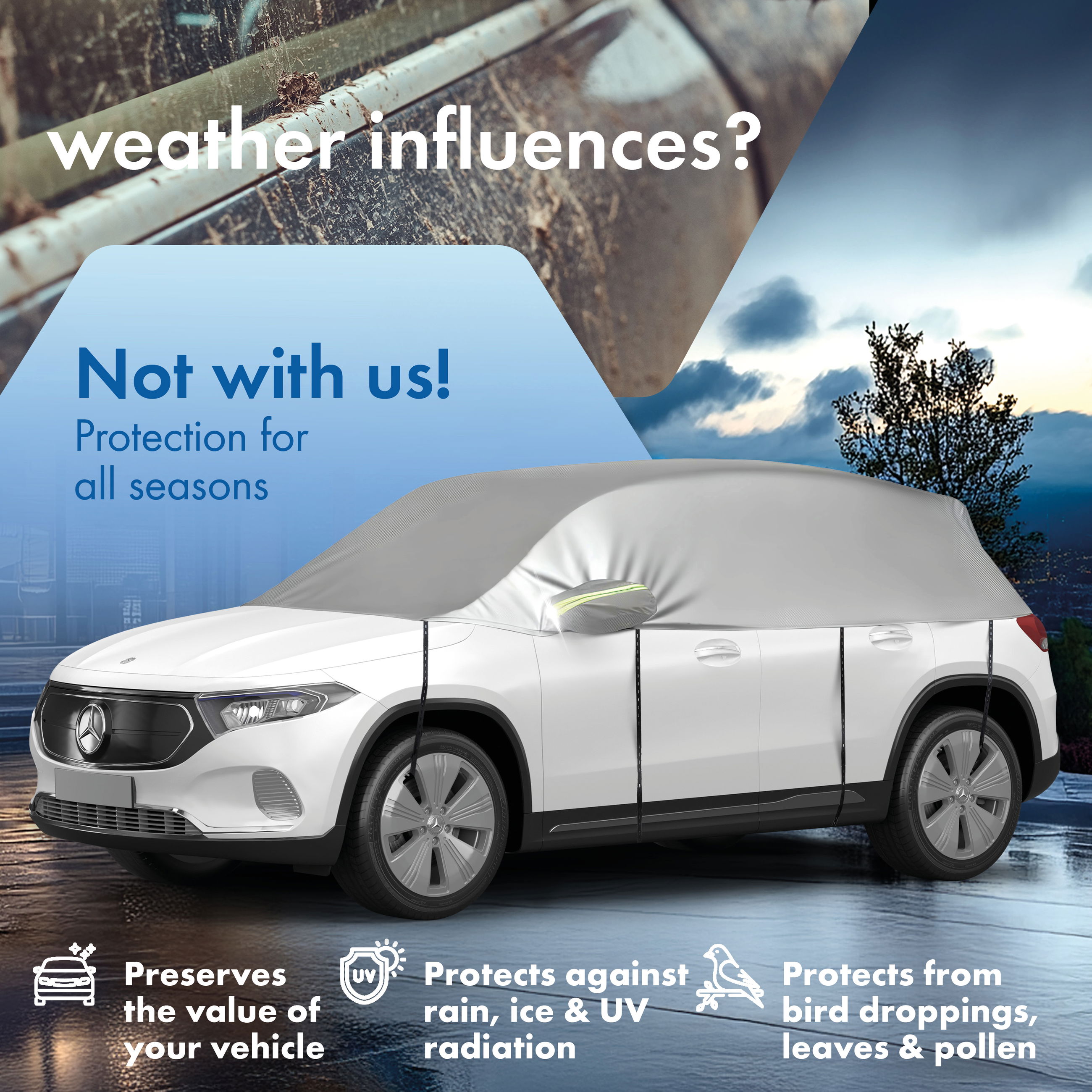 Werbung, Plakat, Auto, Fahrzeug, Rad, Werbung, Plakat, Auto, Fahrzeug, Rad, Autoabdeckung, Schutzabdeckung, Kfz-Abdeckung, Wetterschutz, Fahrzeugschutz