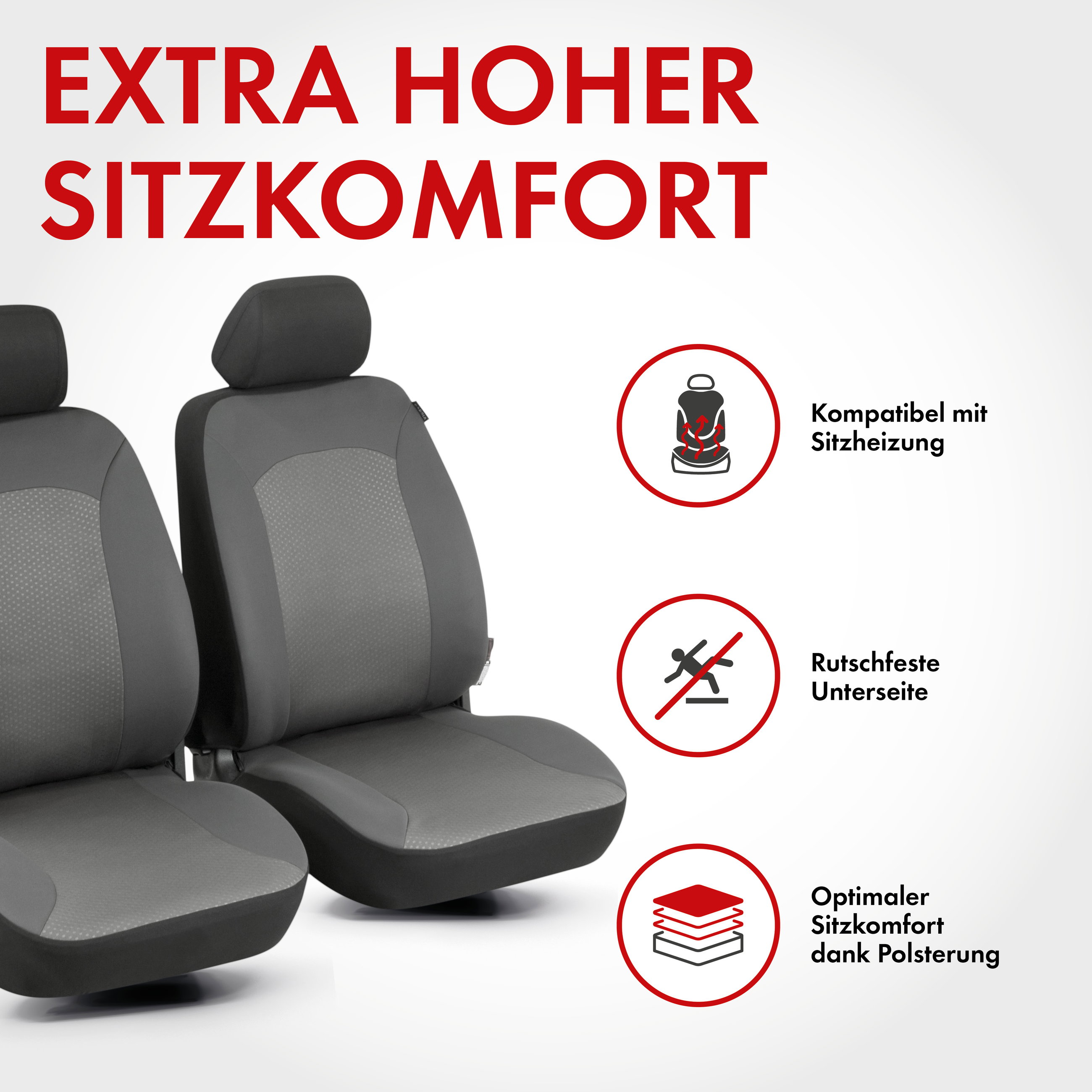 Autositzbezug ZIPP-IT Premium Manhay, PKW-Schonbezüge für 2 Vordersitze mit Reißverschluss-System schwarz/anthrazit