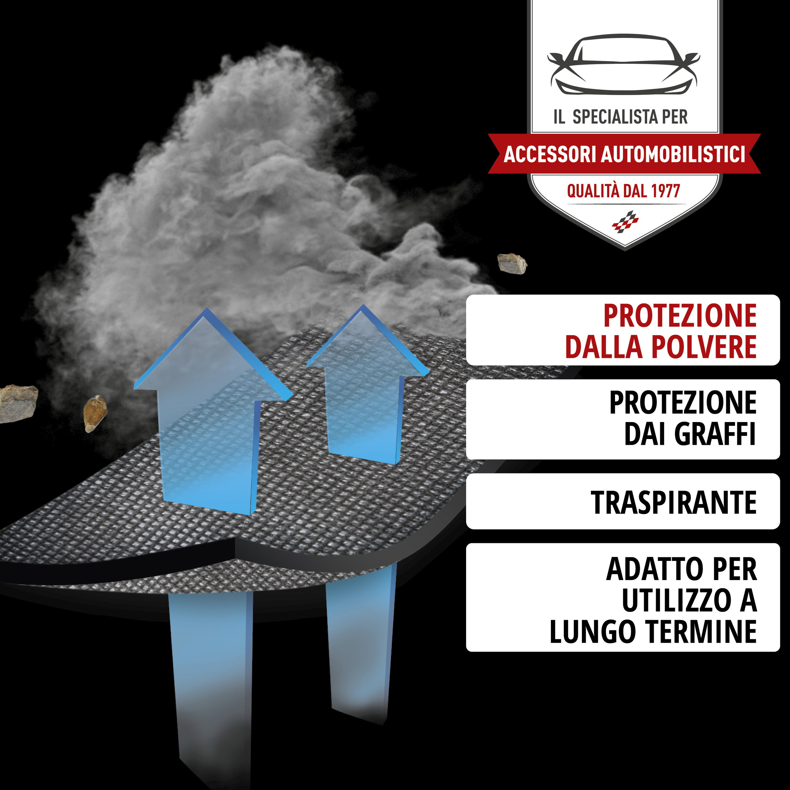 Telo Copriauto da interno Indoor Eco, Copertura protettiva per uso interno Misura 2 Auto nero