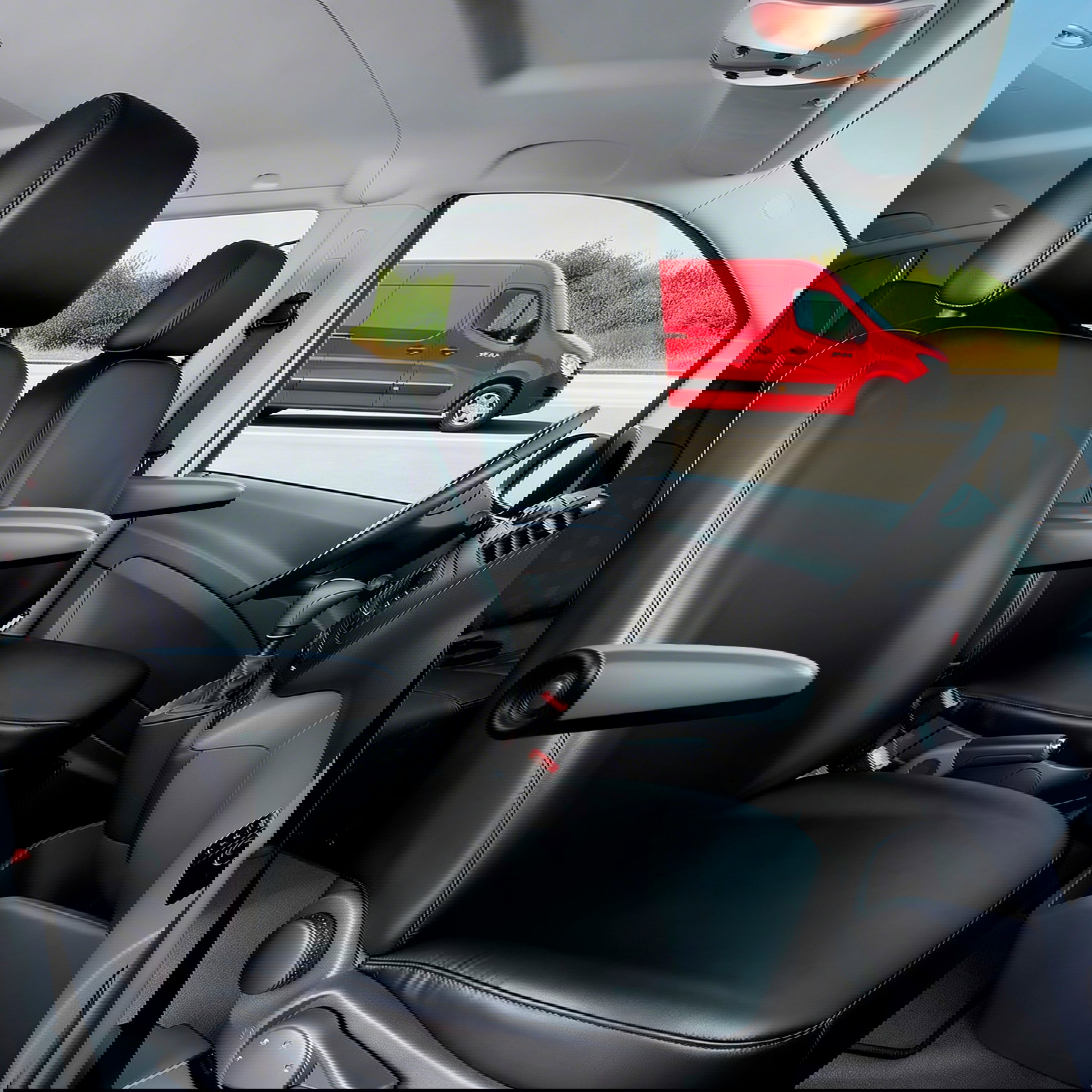 auto interior, front seats, driver seat, black leather, handbrake, Kombi-Sitz, Frontsitz, Schalensitz, Armlehne, Schwarz leather