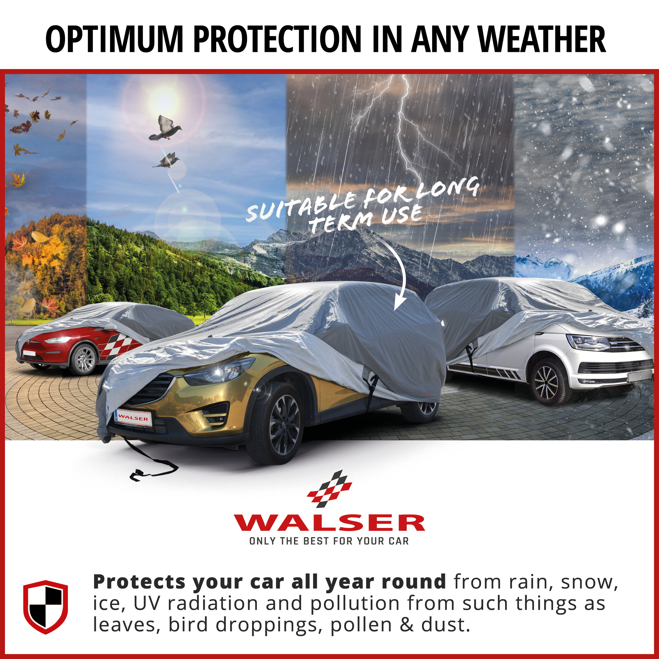Bilskydd All Weather Plus, Premium bilöverdrag helkapell storlek 1 bil, bilöverdrag grå