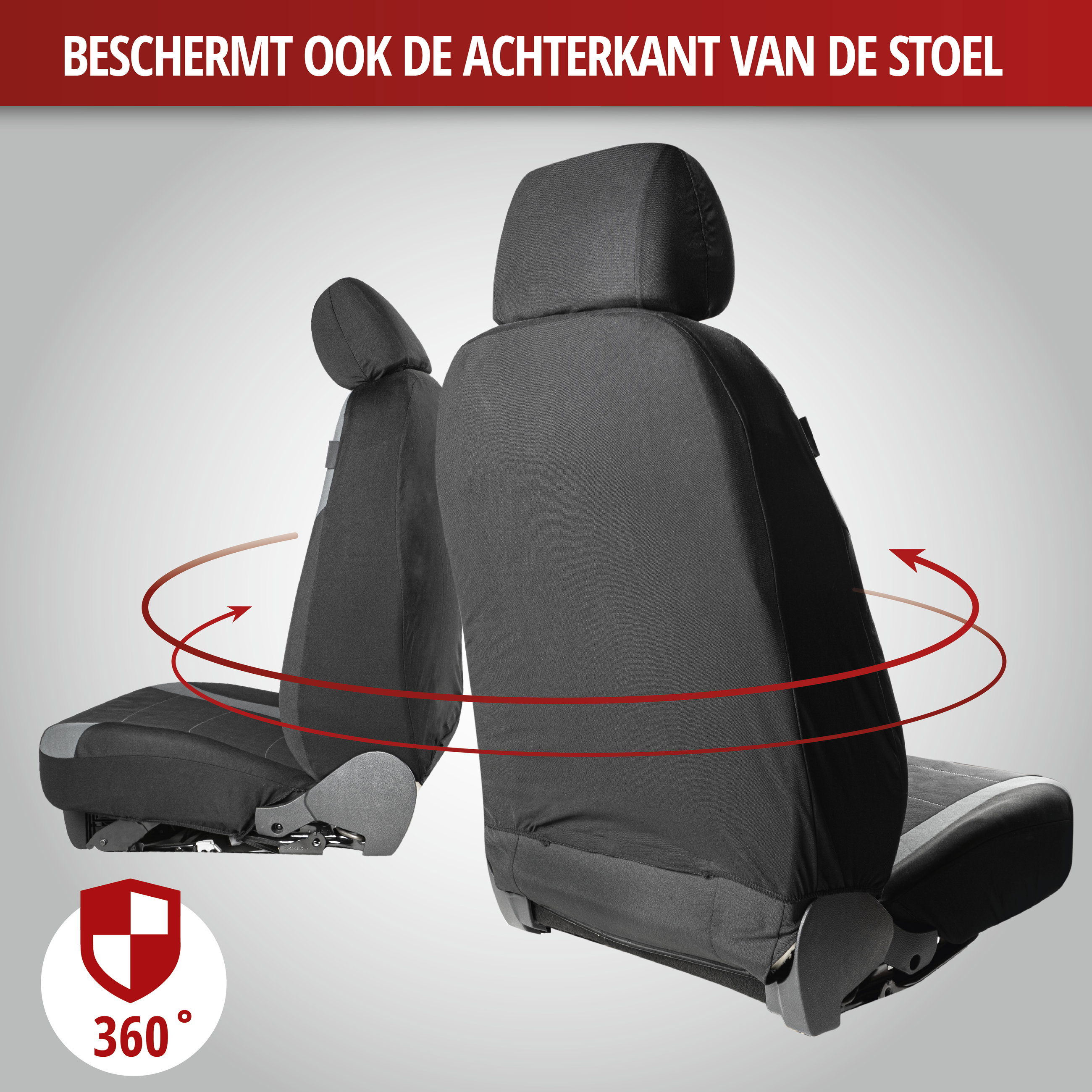 Autostoelhoes Inde met Rits, ZIPP-IT Premium Stoelhoes Auto, 2 Voorstoelhoezen zwart/grijs