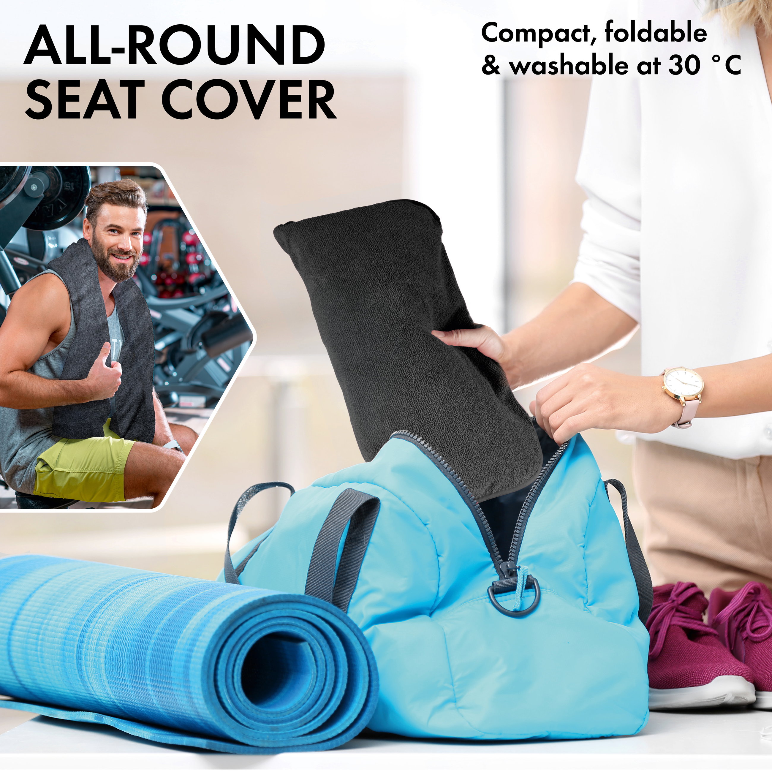 Car seat cover terry cloth, car seat protector washable black, 2 pieces