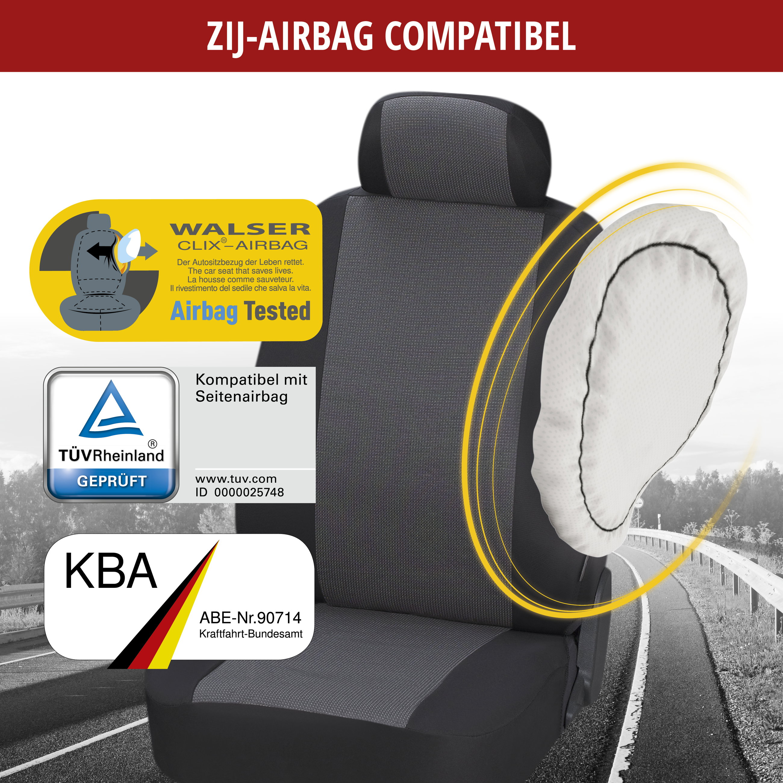 Auto stoelbeschermer Pineto set, universeel Autostoelhoes zwart-grijs, stoelbekleding Polyester