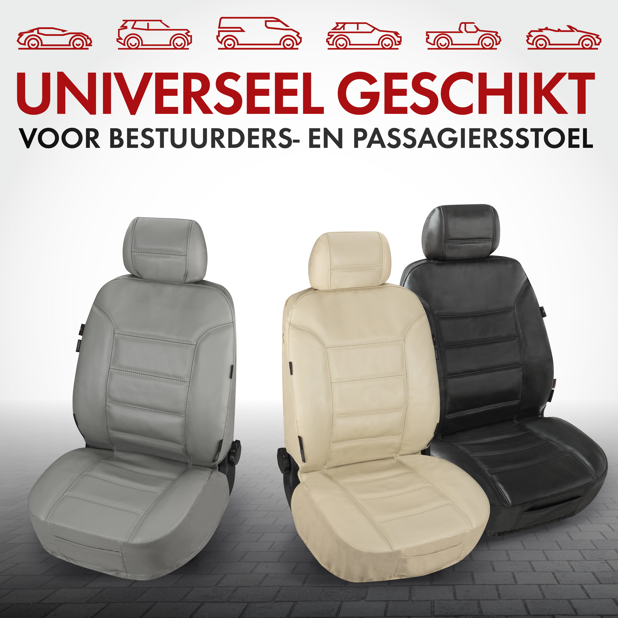 Autostoelhoes Billy van echt leer beige ZIPP-IT, 1 stuk
