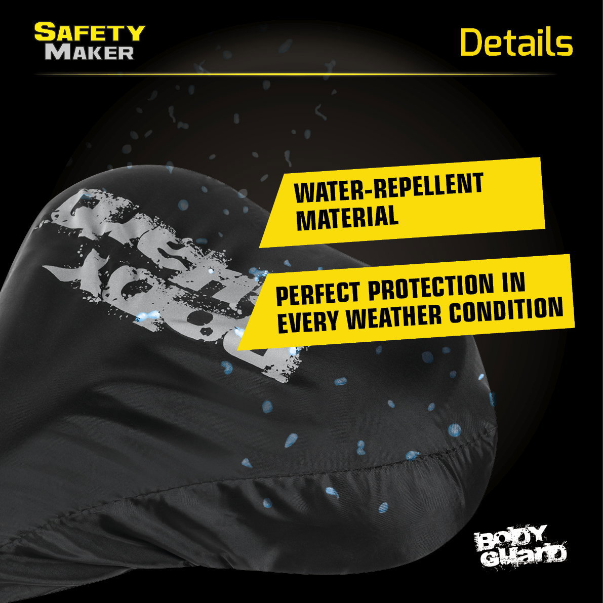 Safety Maker 44596 Fiets zadel bescherming waterdicht, zadelhoes, zadelhoes, fiets zadelhoes, zadel bescherming zwart reflecterend