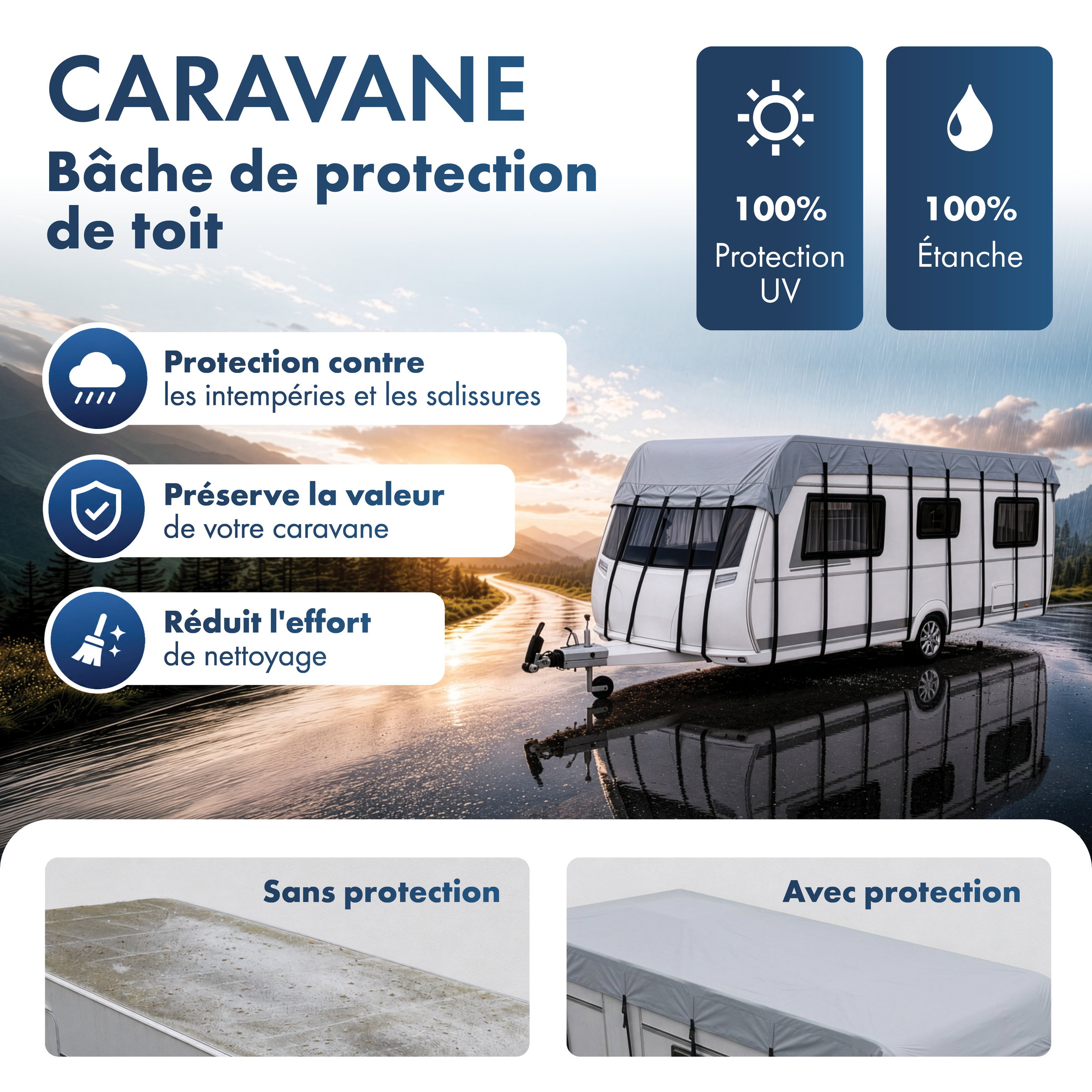 Caravan Dachabdeckung 500x300cm grau