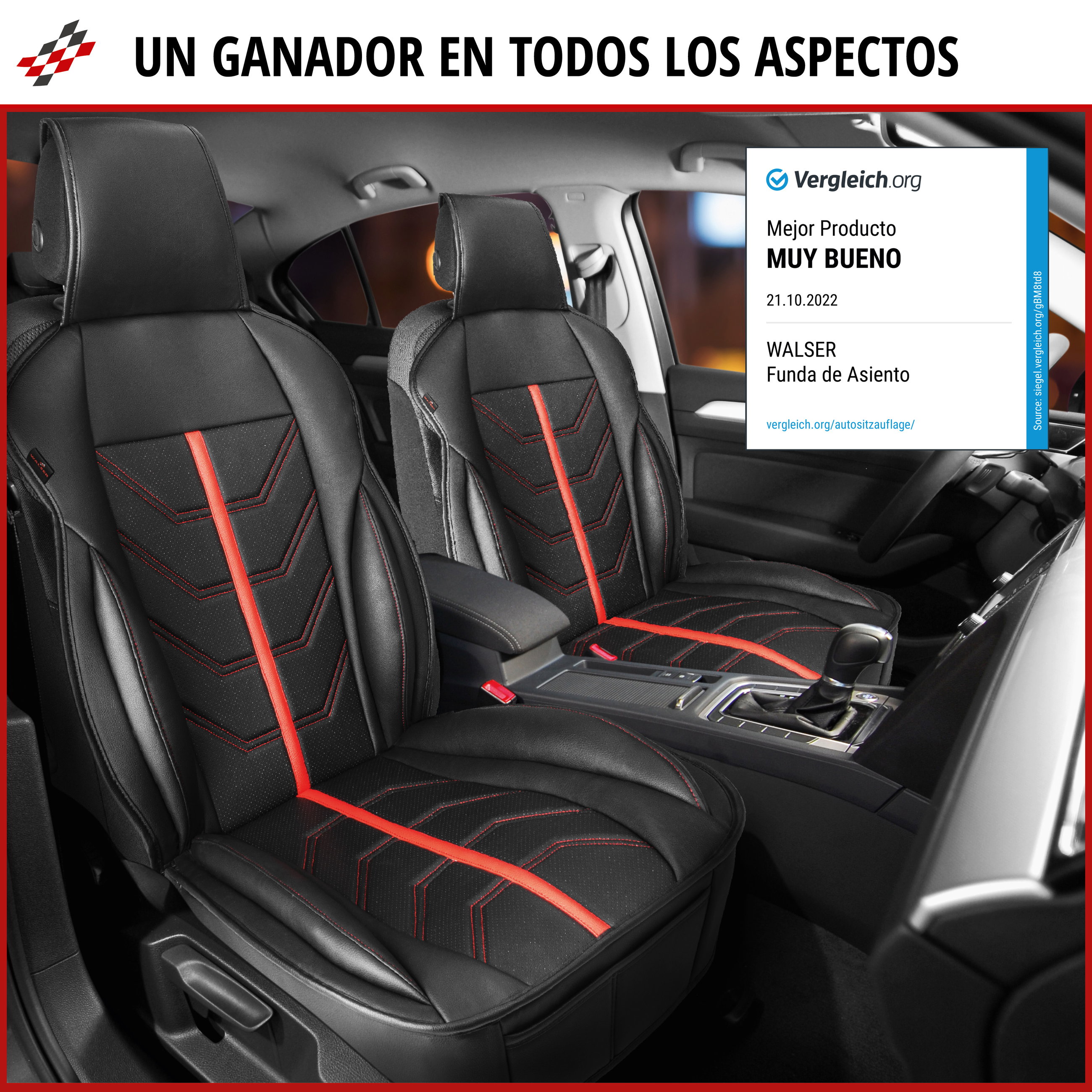 Autositze, Auto Sitzbezug, Schwarz, Rotes Detail, Sitznähte