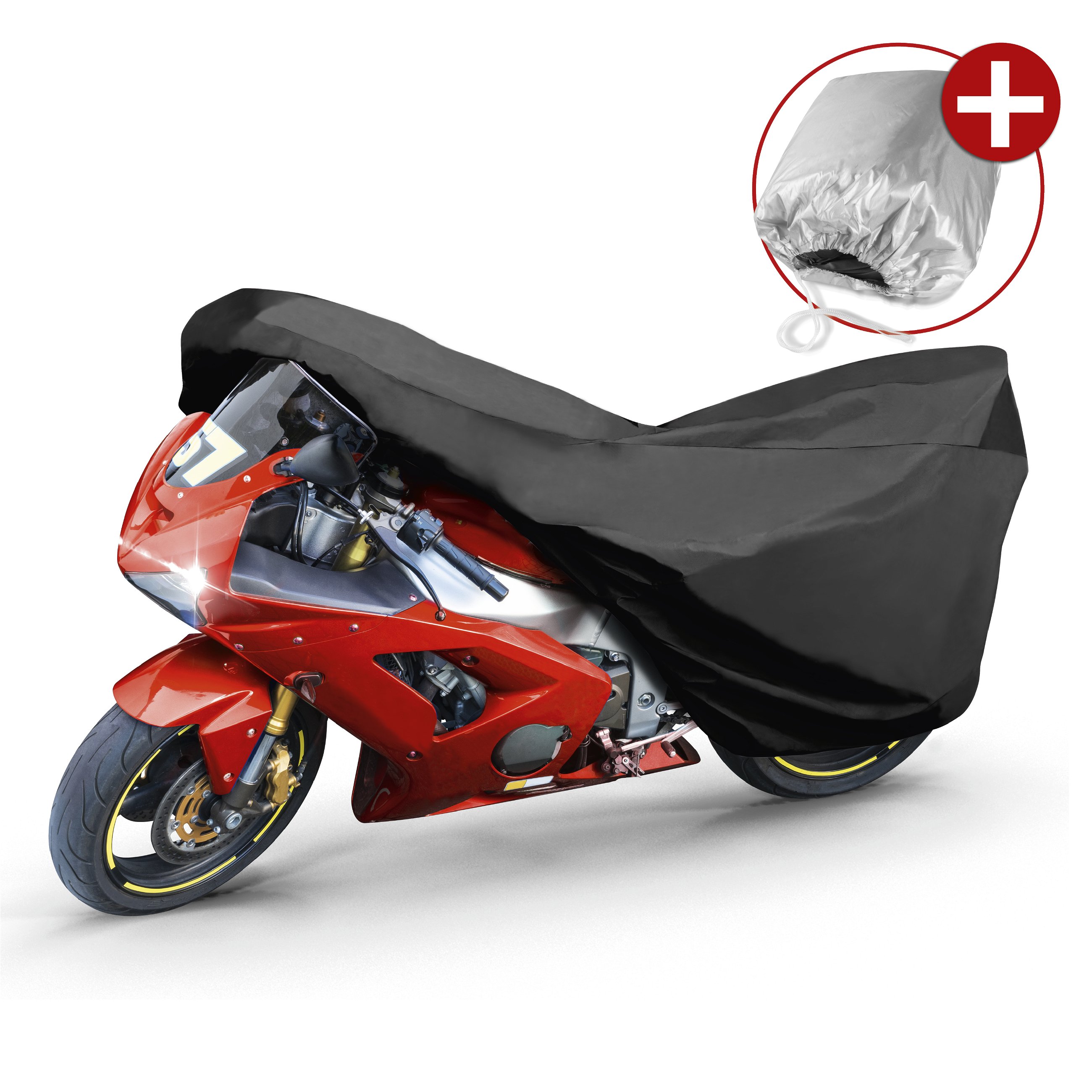Motorcycle with cover outlet