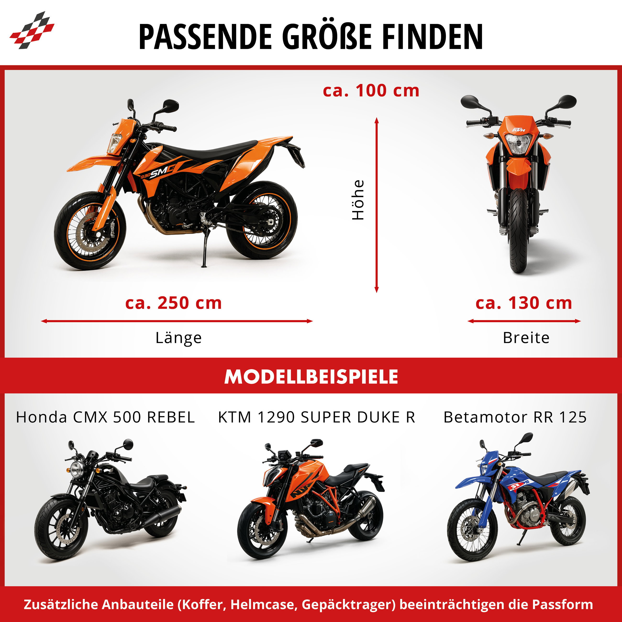 Premium Motorrad Abdeckplane L, Motorrad Abdeckplane aus robustem PVC, Motorrad-Garage wasserdicht - 250x100x130 cm grau