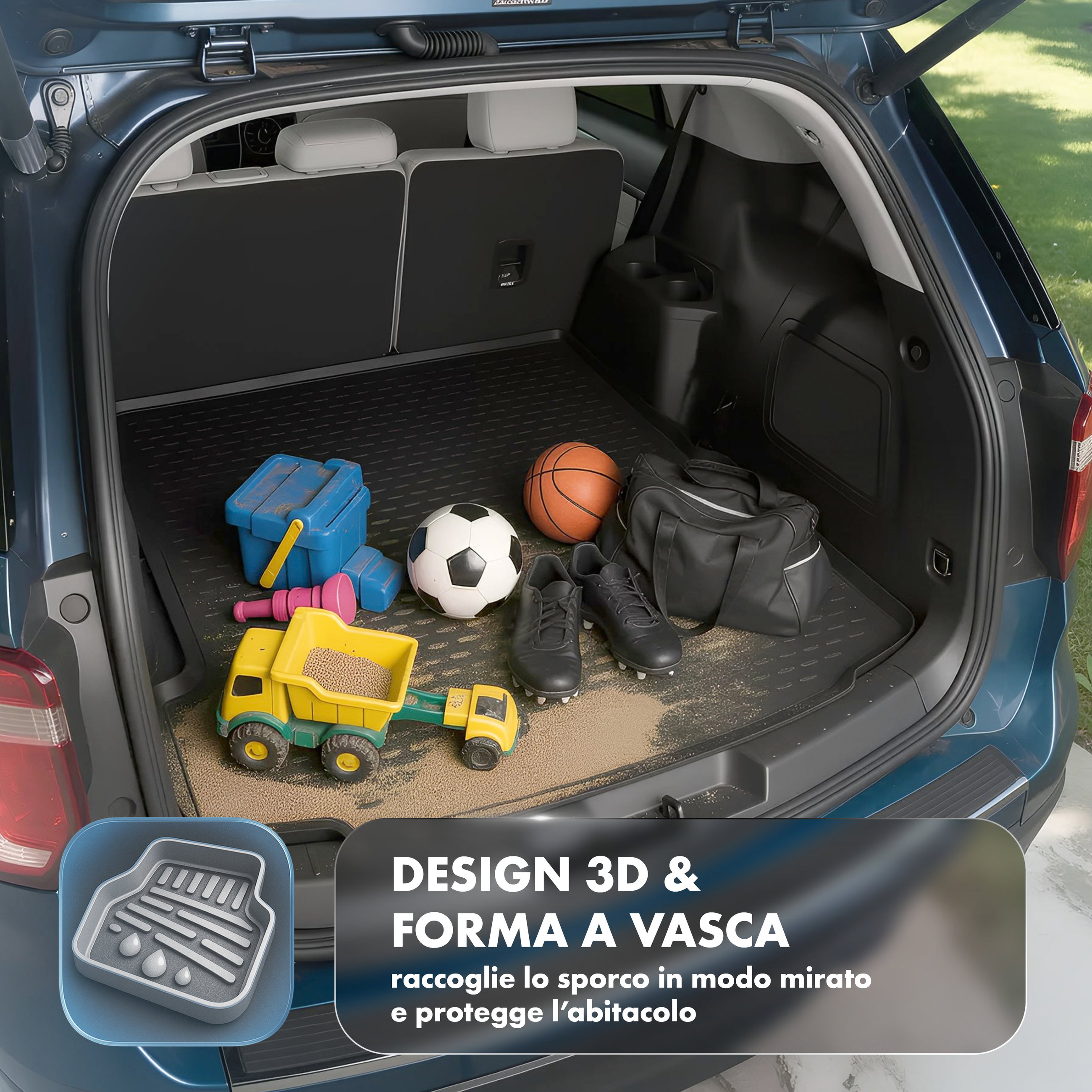 Vasca baule su misura XTR per Nissan Qashqai 12/2006-04/2014, non adatto alla versione estesa