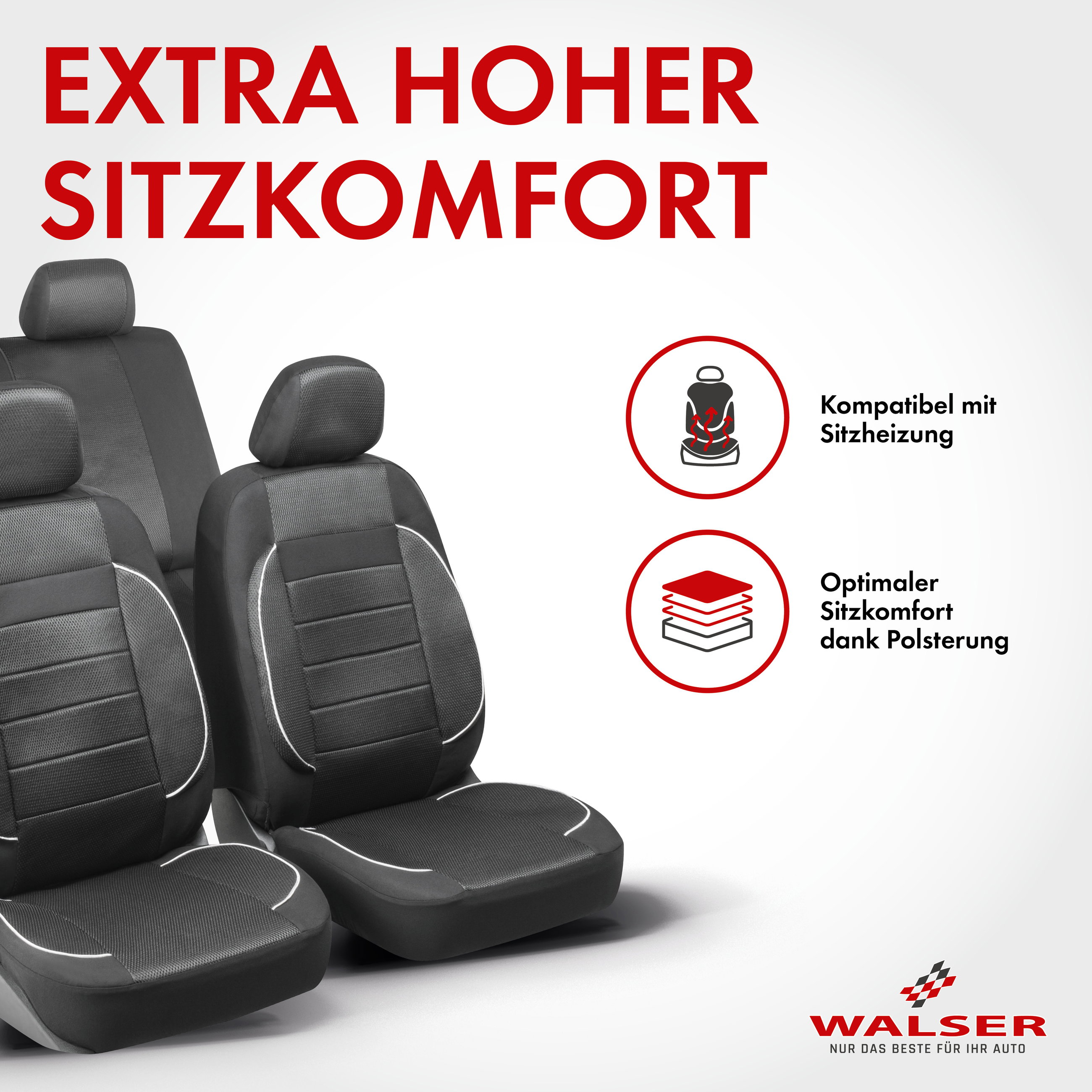 Autositzbezug ZIPP-IT Premium Rover, PKW-Schonbezüge Komplettset mit Reißverschluss-System schwarz