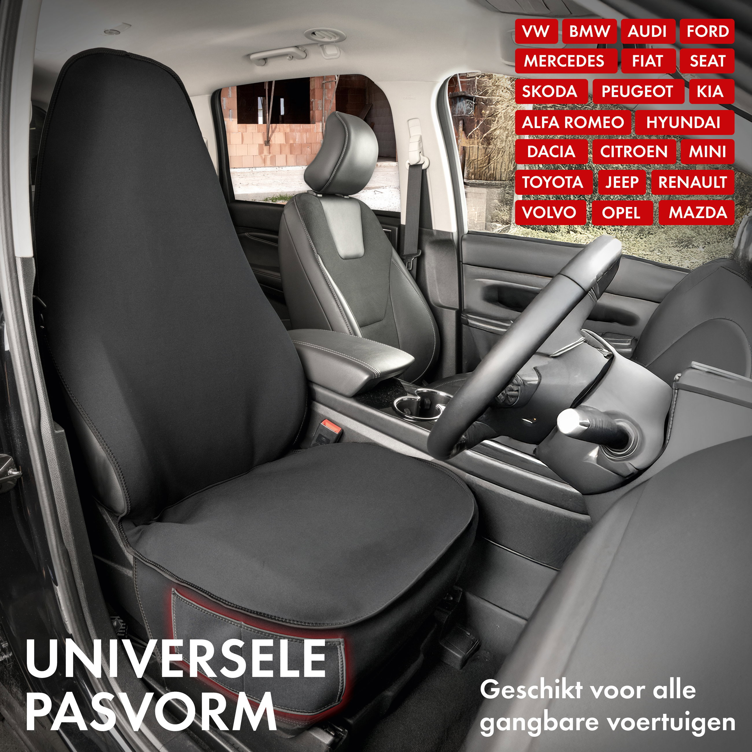 Autostoelhoes neopreen, autostoel beschermer voorstoel waterdicht, robuuste universele beschermhoes en beschermende onderlegger auto/vrachtwagen, 1 stuk
