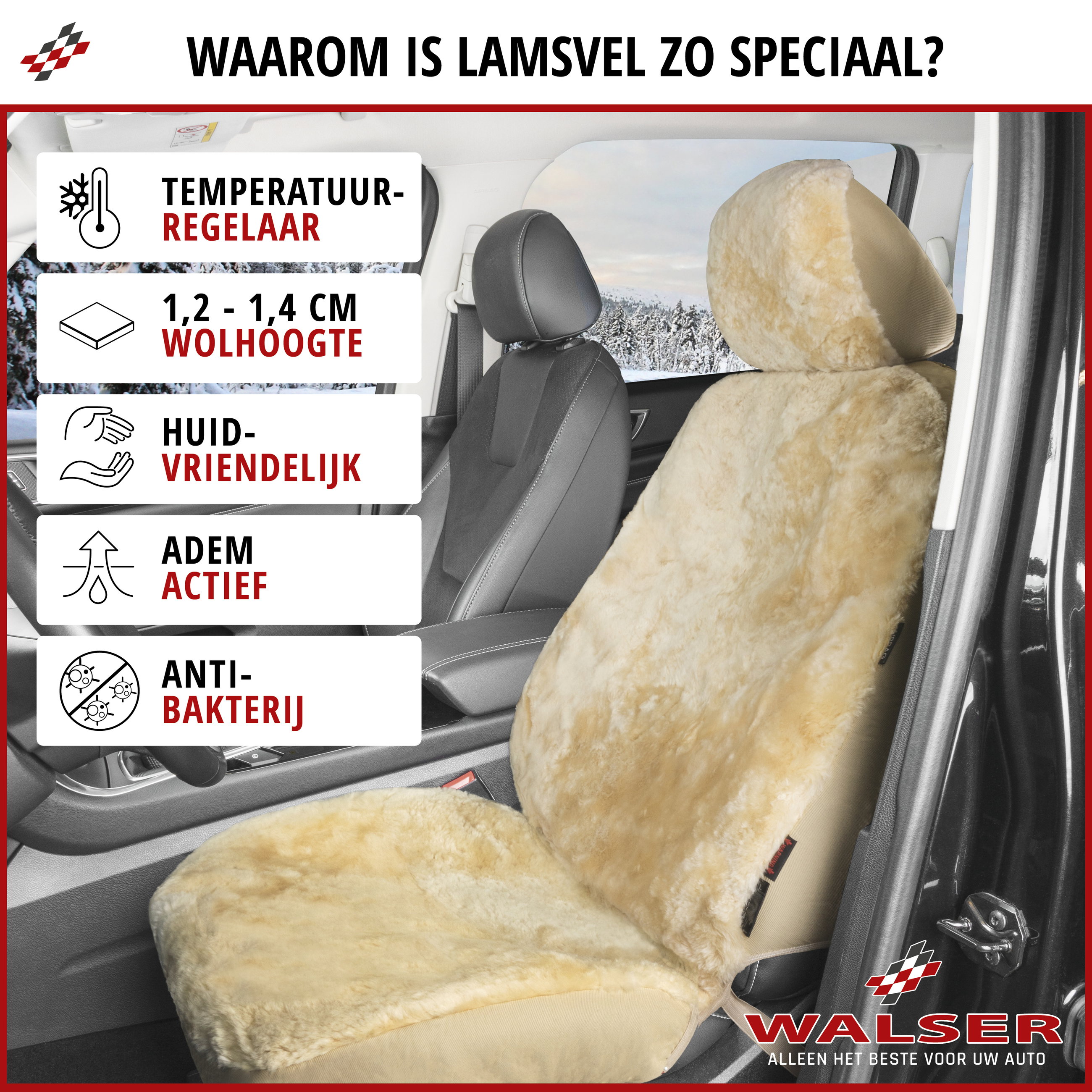 Autostoelhoes Lamsvel beige , 1 stuk