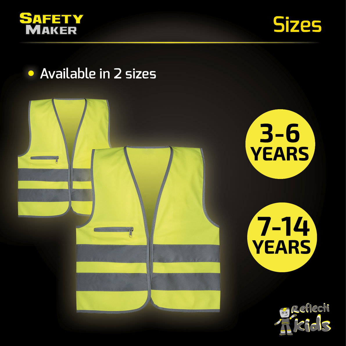 Safety vest 7-14 years yellow