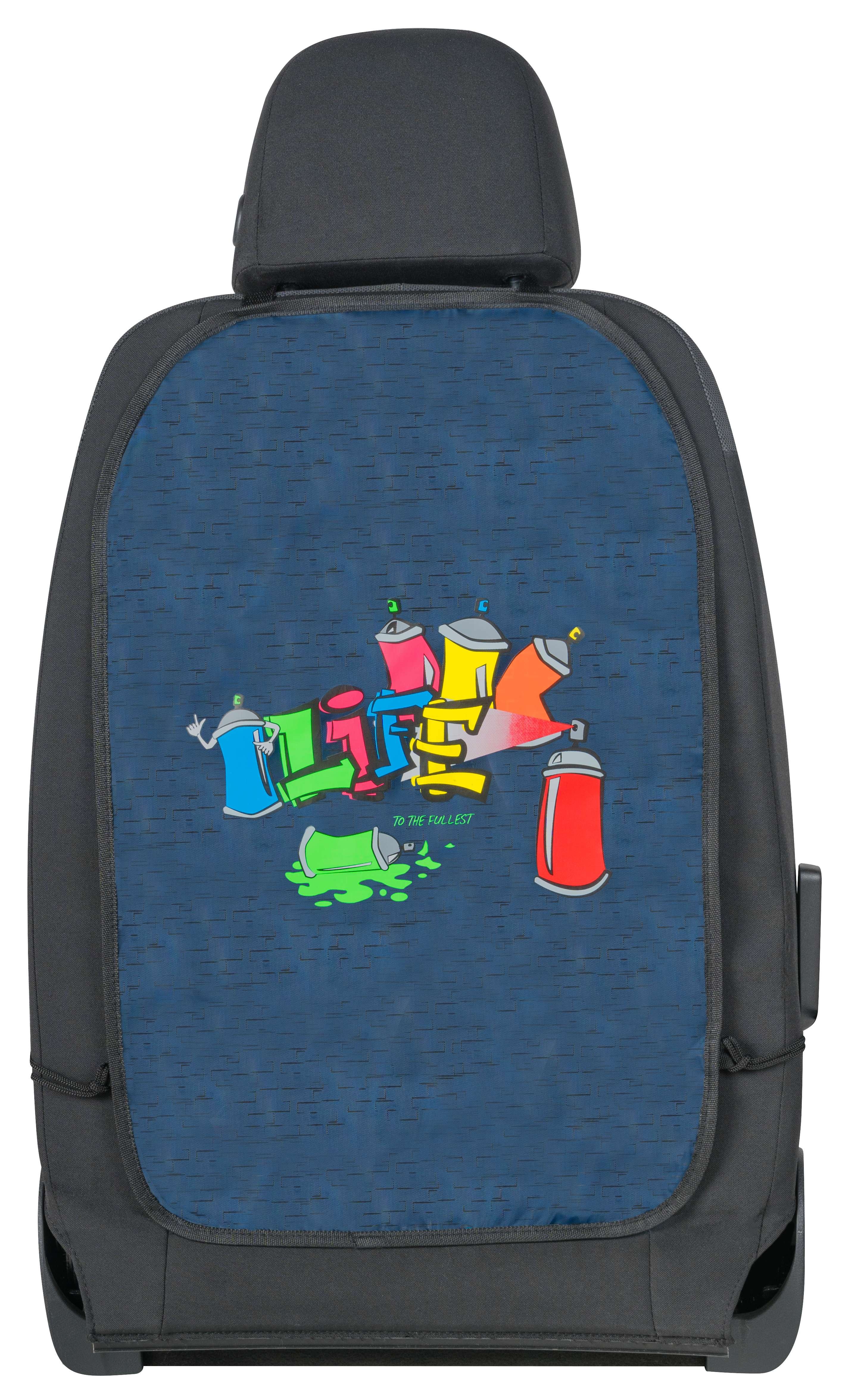 Protector de respaldo Graffiti, protector de asiento trasero 62x40 cm azul