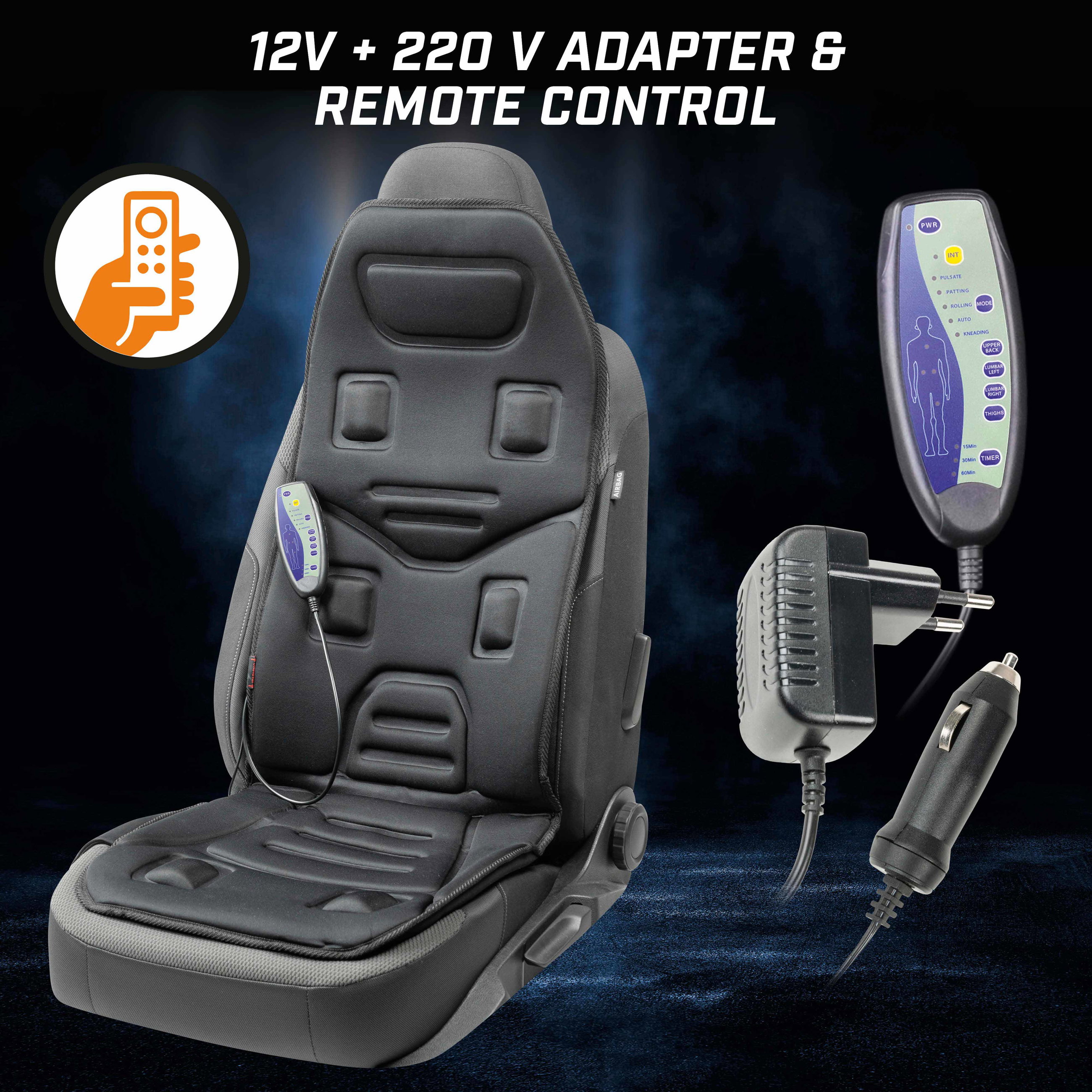 Support de siège de massage Relax Drive, support de siège universel pour voiture avec 5 programmes de massage, 1 pièce