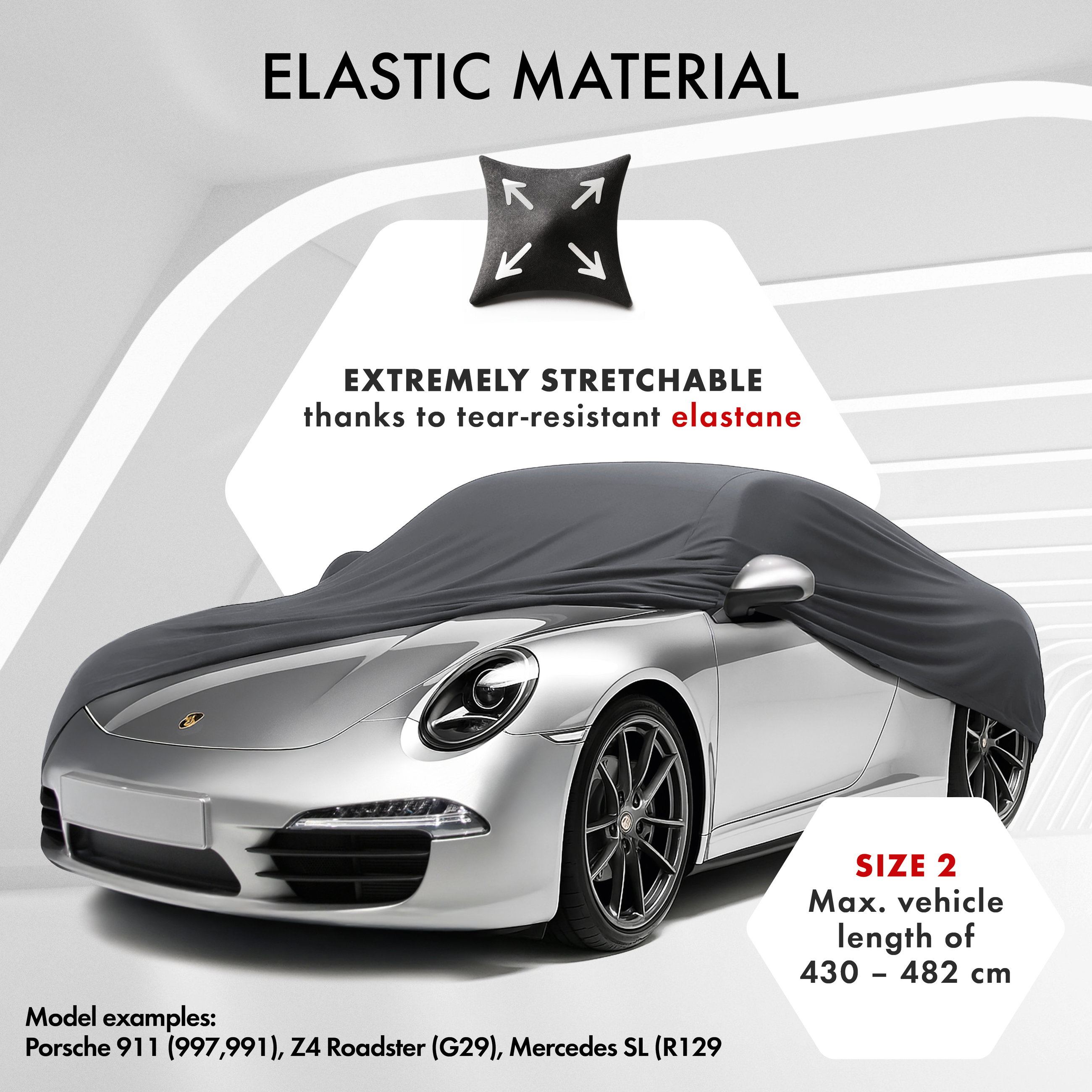 Car cover Indoor Stretch Plus size 2 car anthracite