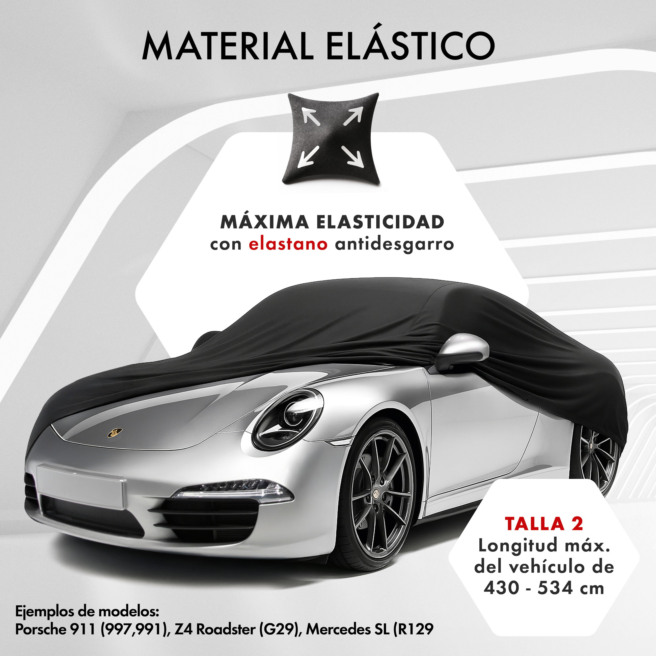 Funda de coche interior Stretch Plus, cubierta protectora de coche talla 2 coche negro