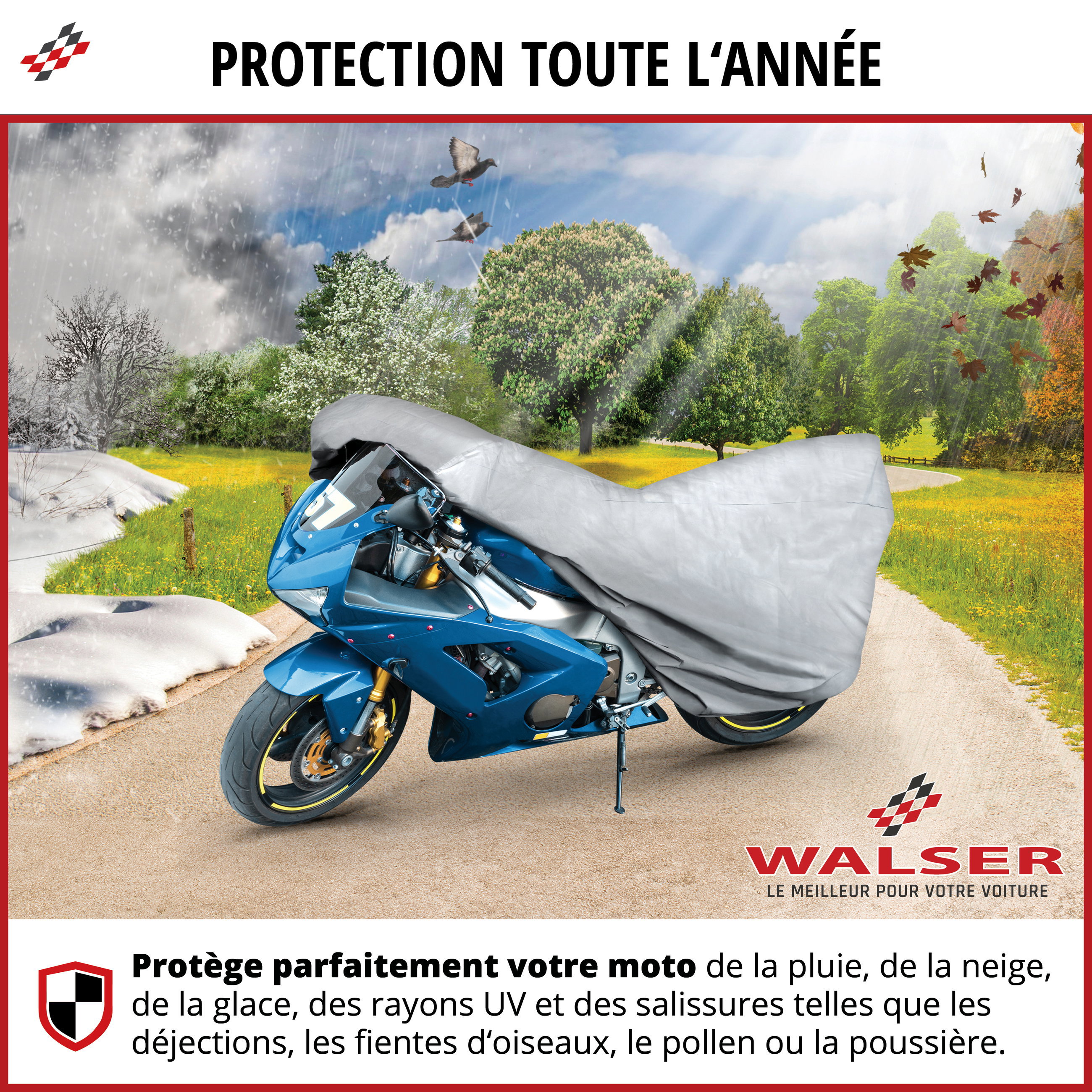 Bâche de protection pour moto All Weather M, Bâche de protection pour moto, Garage pour moto étanche - 215x95x120 cm argent