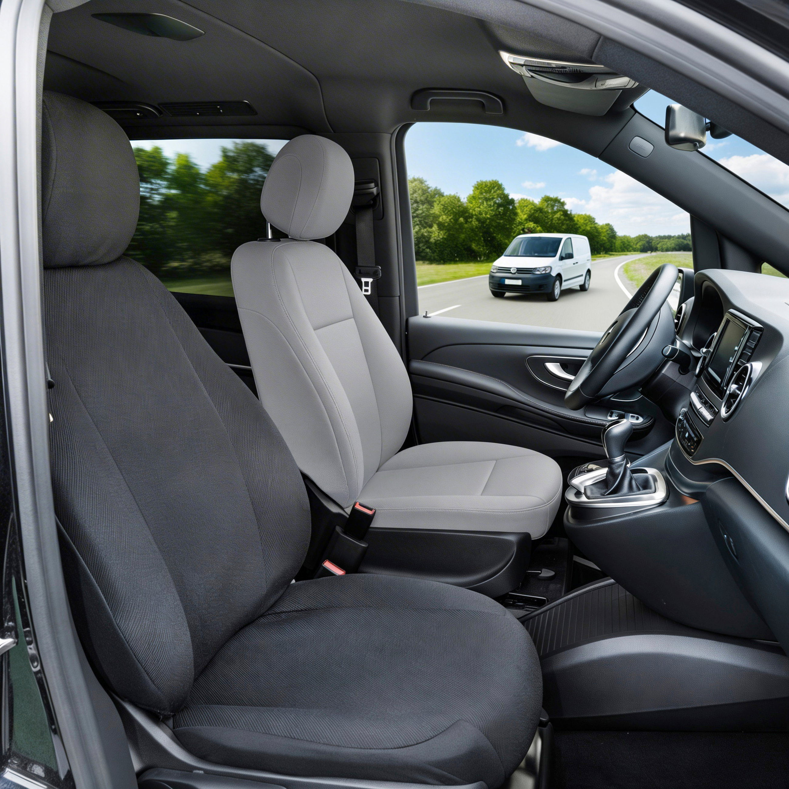 Dacia Dokker kompatibler Sitzbezug Stoff, passgenau für Einzelsitz Beifahrer, robuste Sitzbezüge Transporter/Van anthrazit