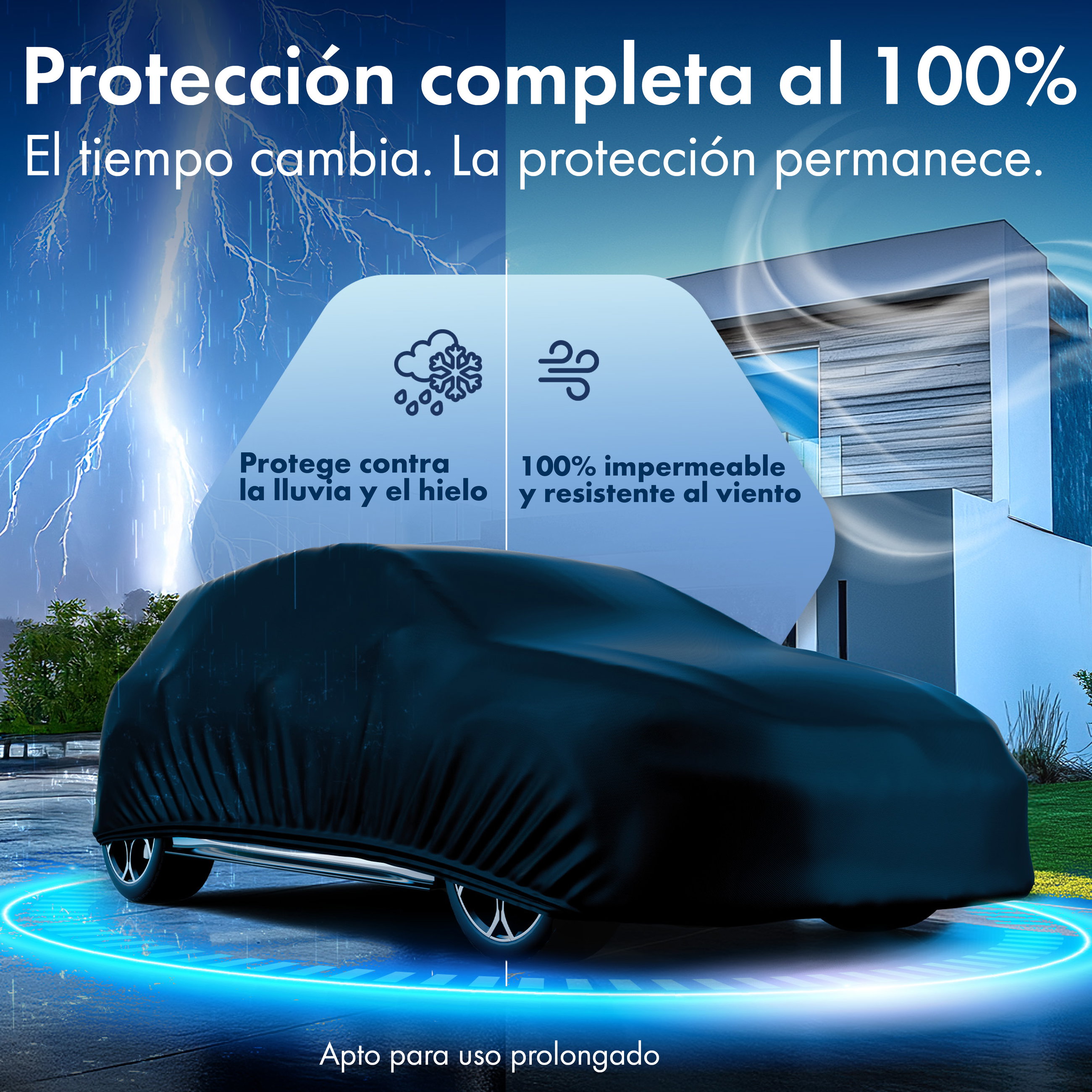 Cubierta protectora de coche All Weather, funda de coche funda integral talla 2 coche, funda para coche negro