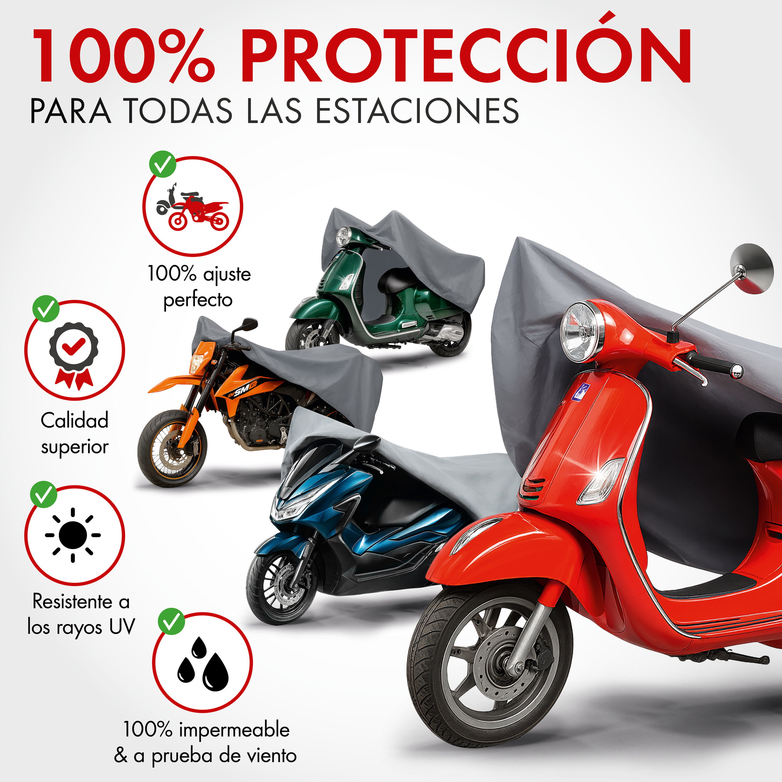 Funda protectora premium para moto M, funda para moto de robusto PVC, garaje para moto impermeable - 215x95x120 cm gris