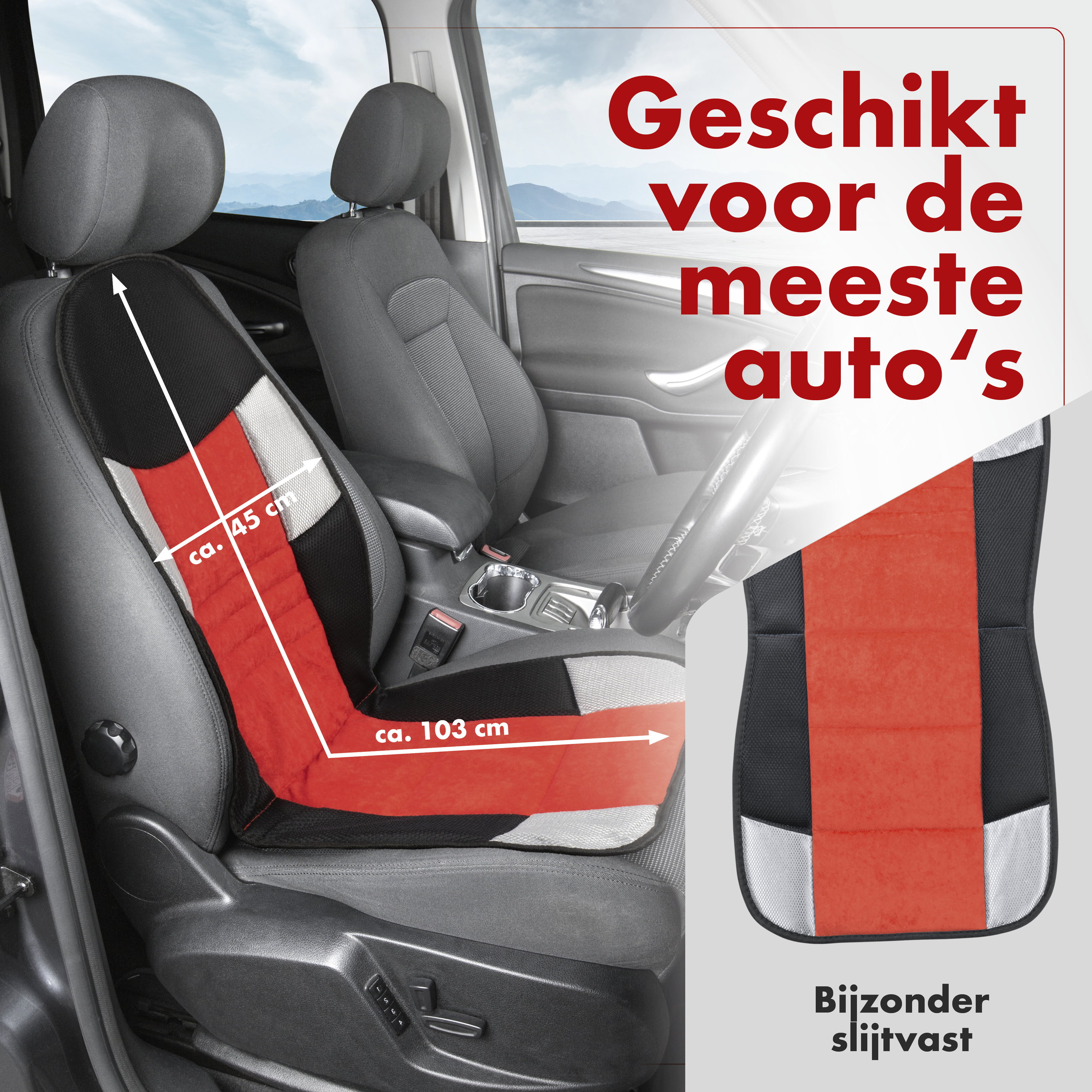 Autostoelhoes, autostoelbeschermer Hunt, autostoelbeschermer rood zwart, 1 stuk