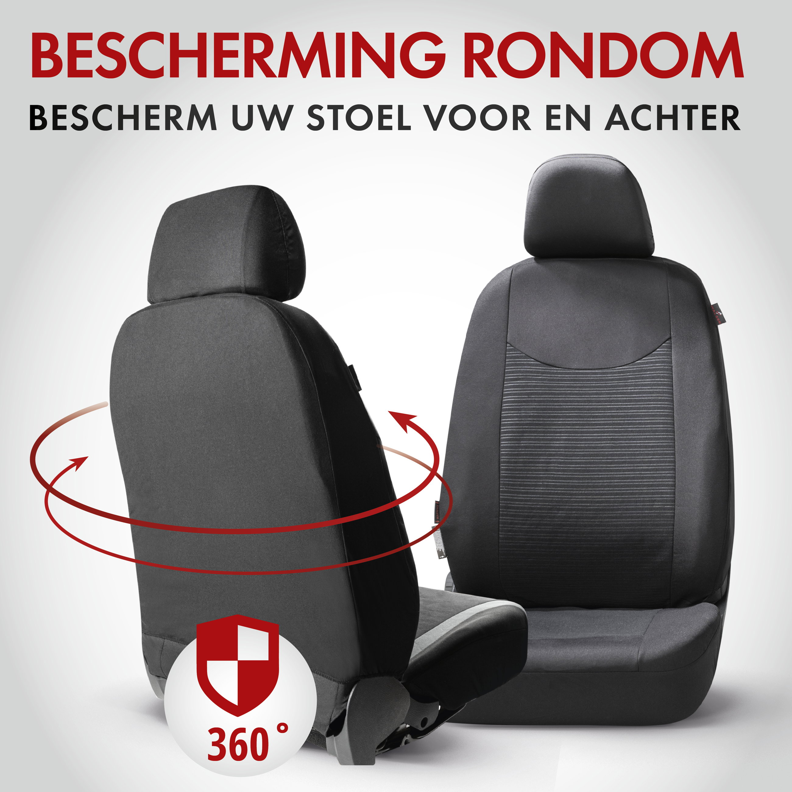 Autostoelbekleding Speedway met Zipper ZIPP-IT, Autostoelhoes set, 2 stoelbeschermer voor voorstoel, 1 stoelbeschermer voor achterbank zwart