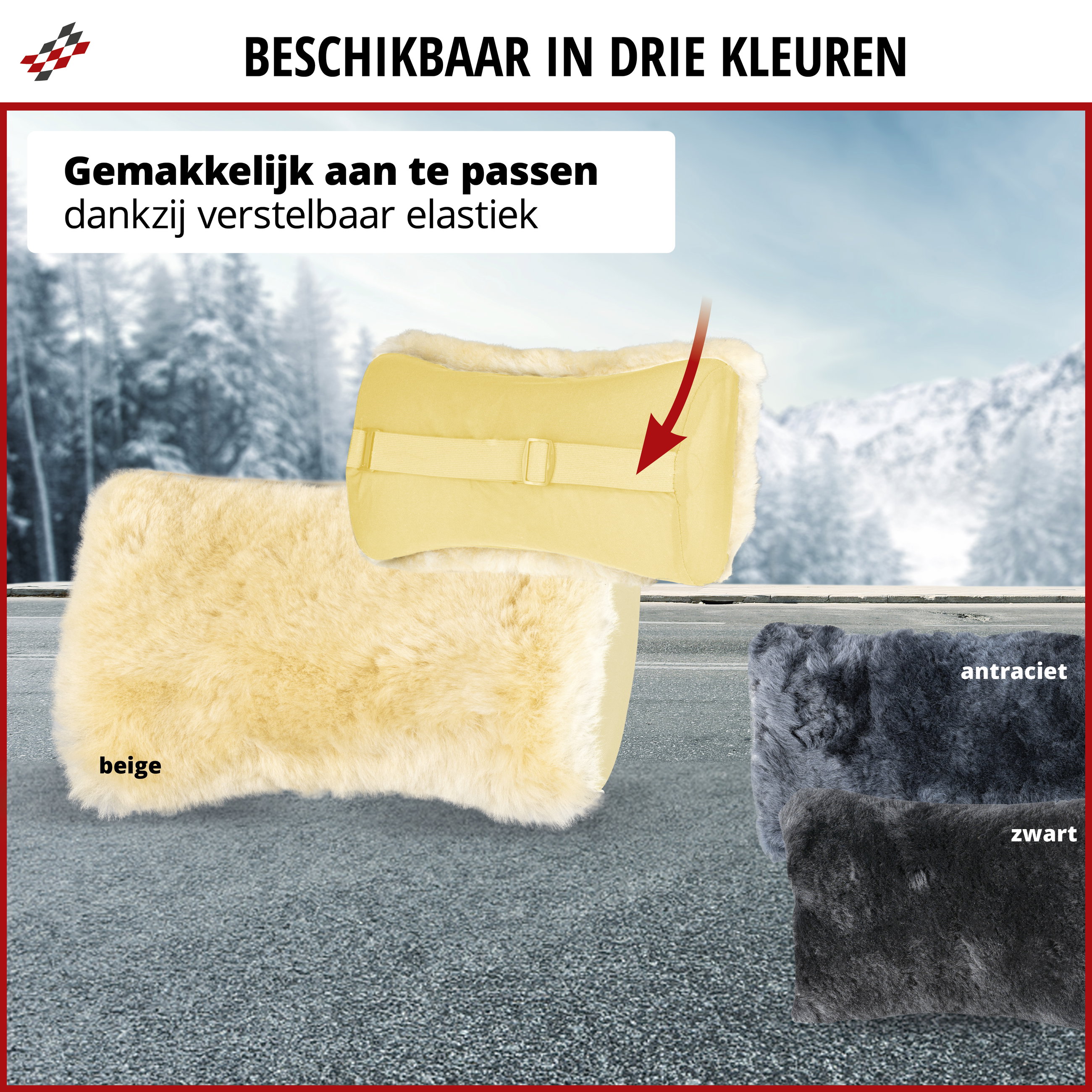 Neksteun Mila gemaakt van lamsvel zwart