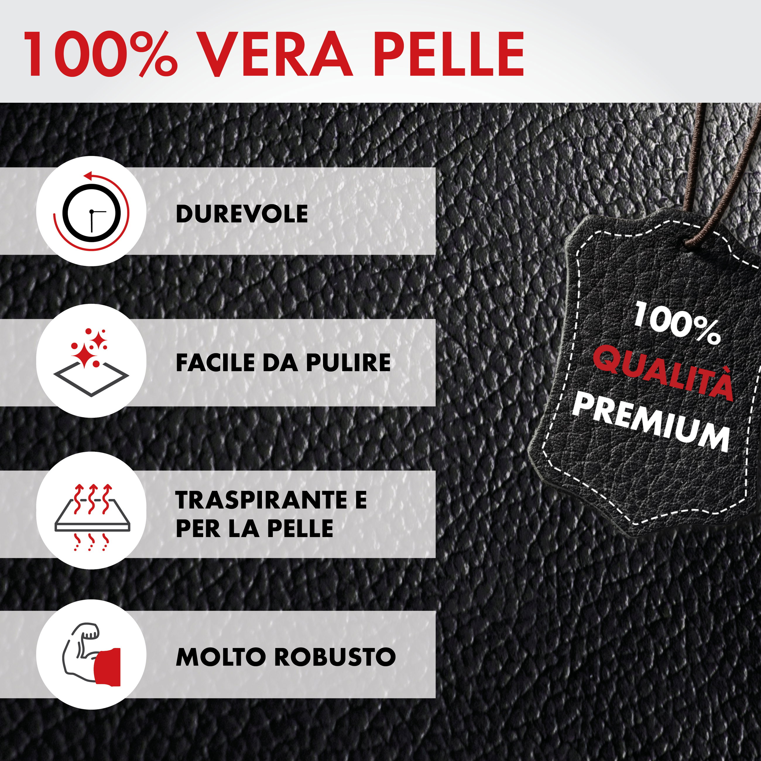 Coprisedili auto Billy in vera pelle nera ZIPP-IT, 1 pezzo
