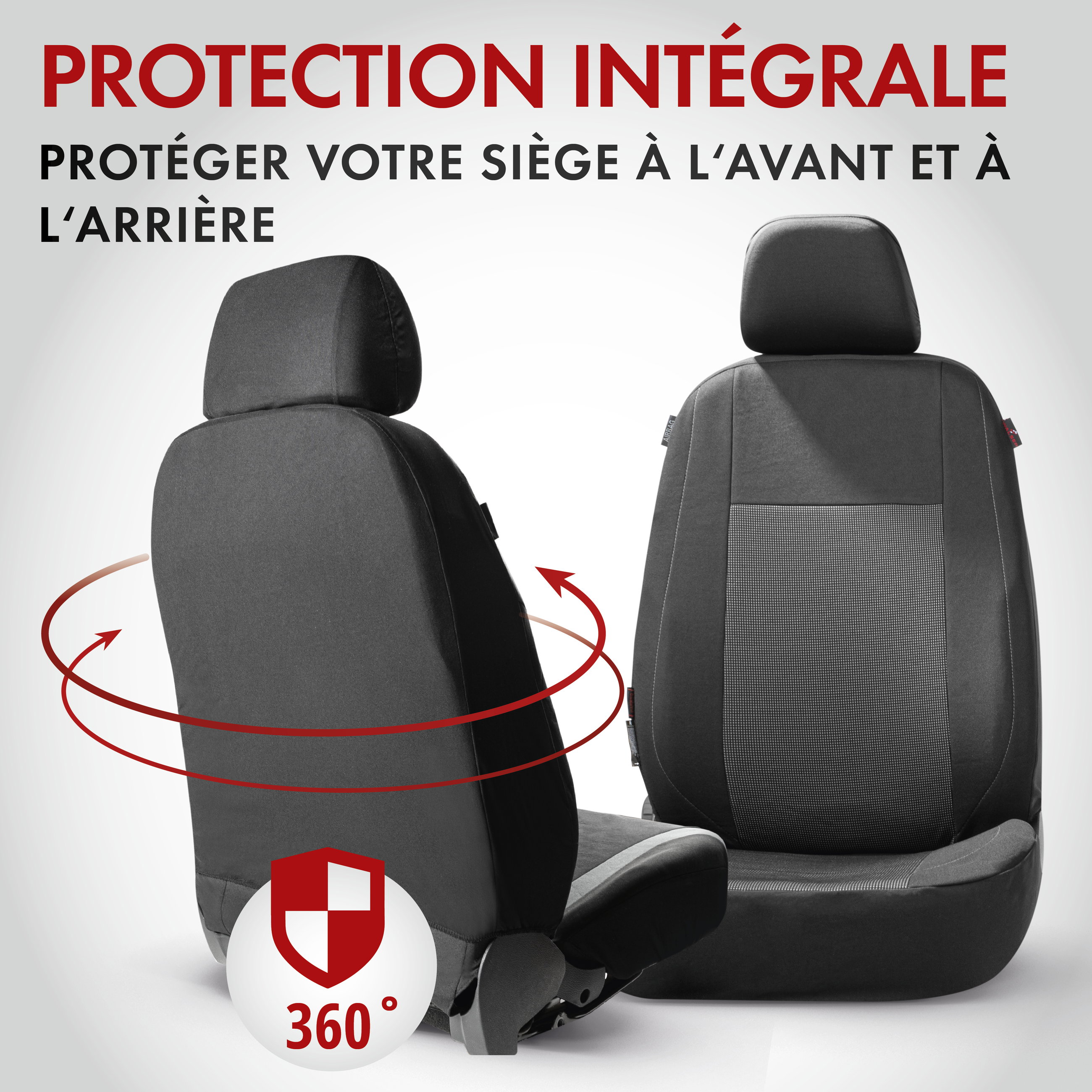 ZIPP IT Premium Housse de sièges Ardwell pour deux sièges avant avec système de fermeture éclair noir/gris